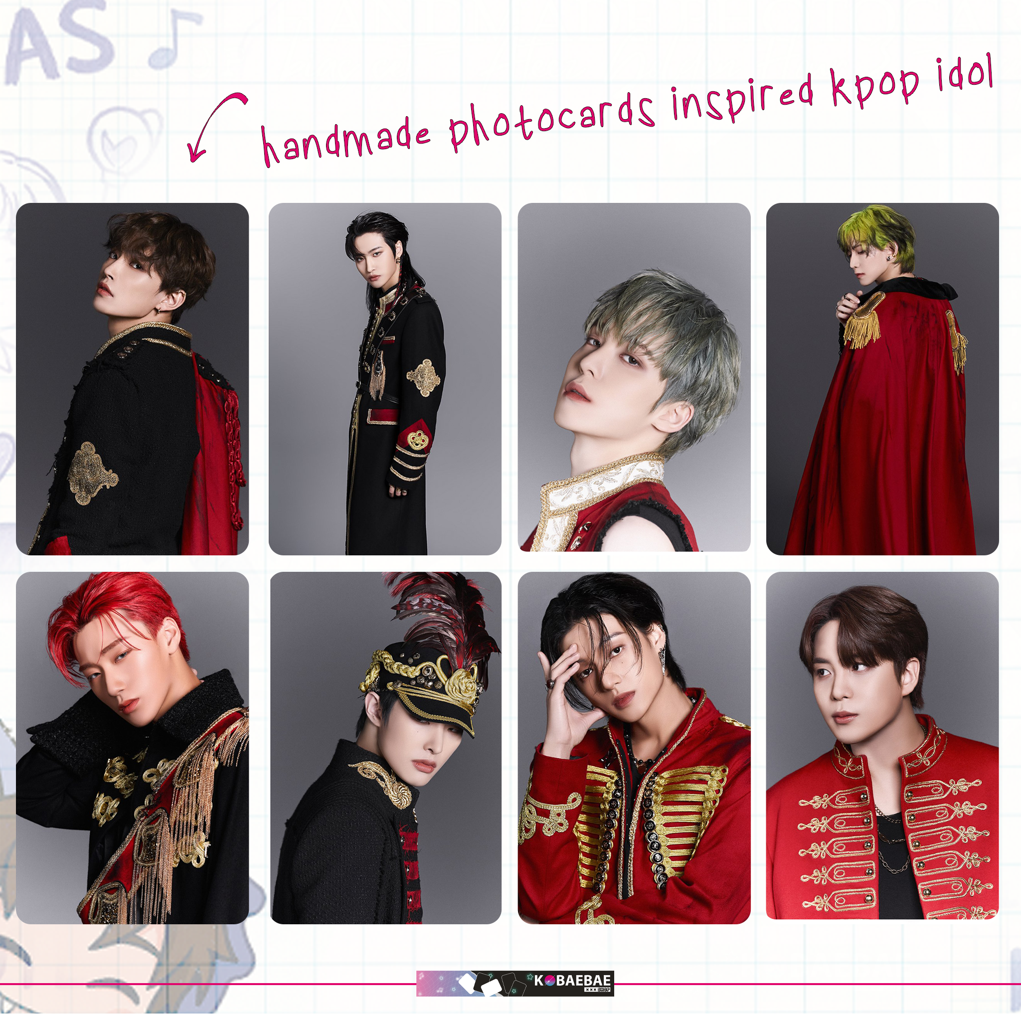Atz - 1883 Mgz. handmade photocards kpop inspired - Ot8 set