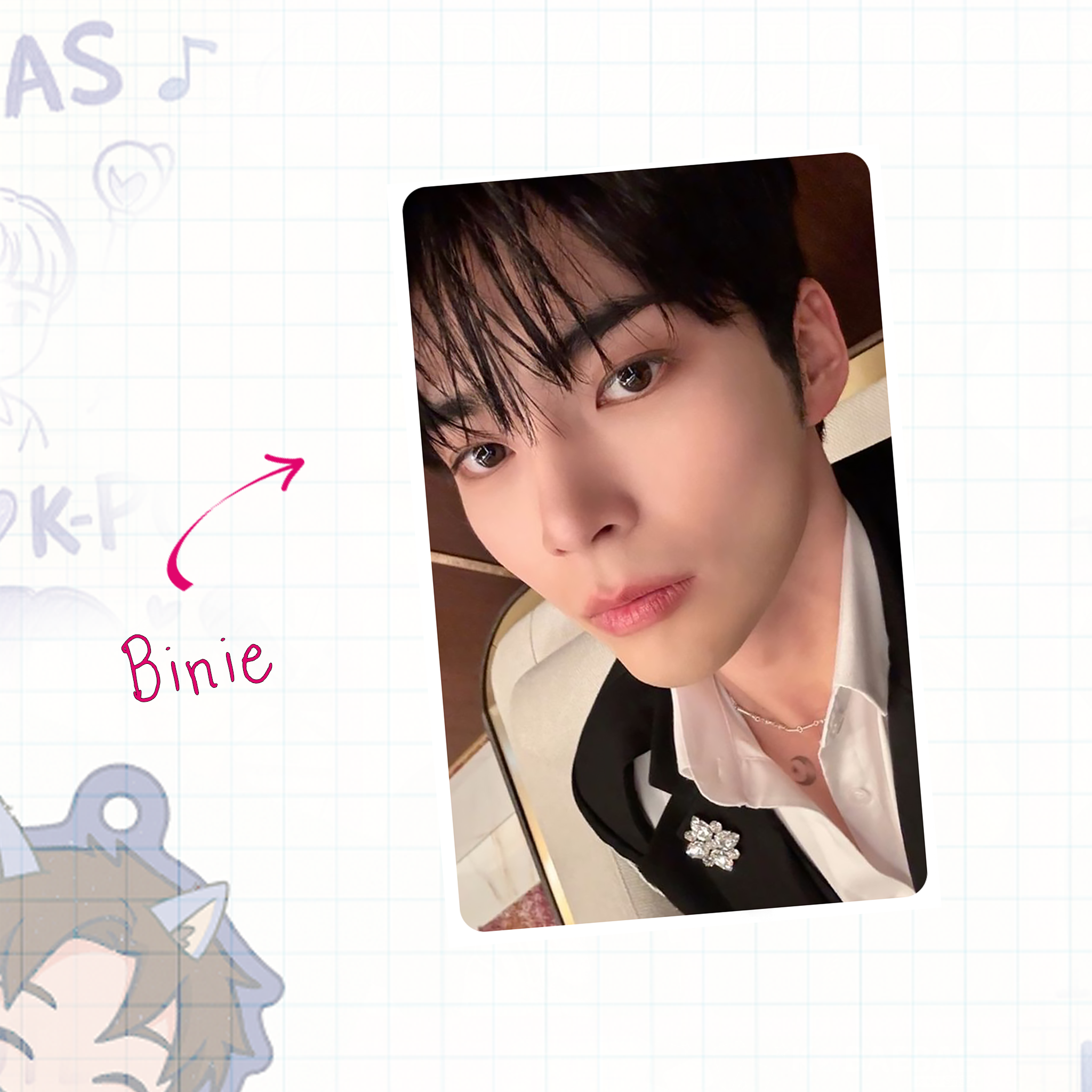 Handmade photocard Zerobaseone Hanbin inspired, fanmade Kpop card binder size