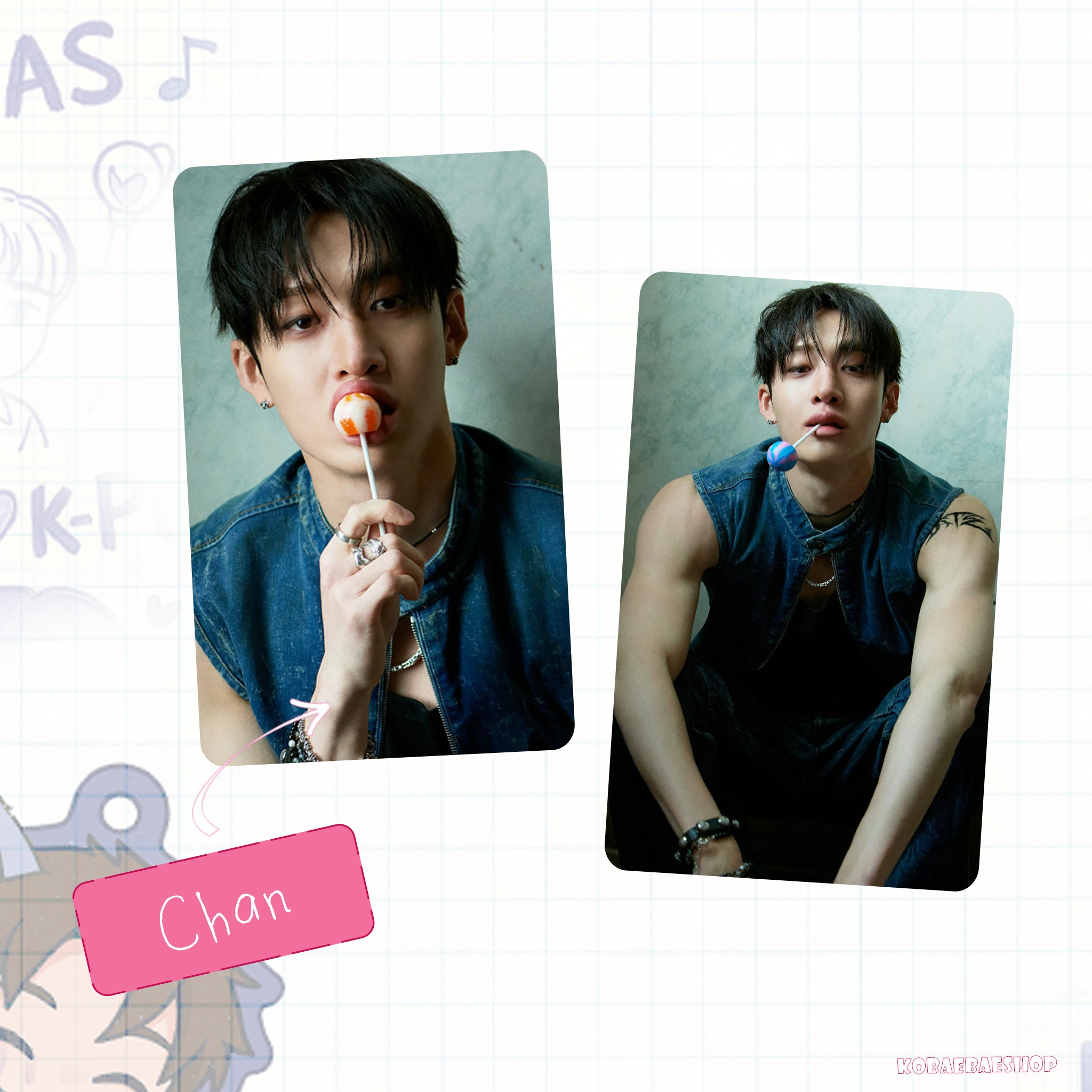 Skz - Teaser 1 (a.t.e)  handmade photocards kpop inspired - Double bias set
