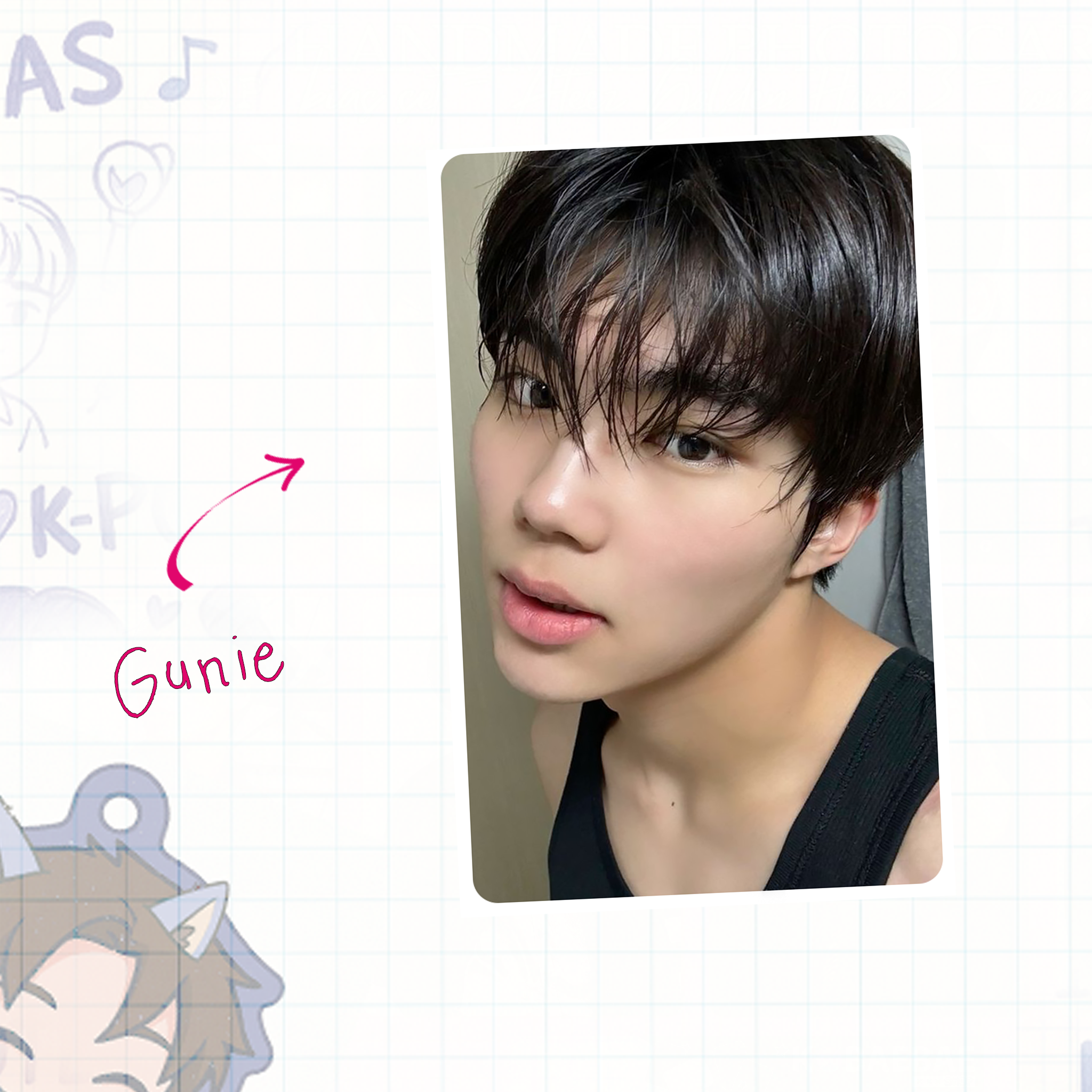 Handmade photocard Zerobaseone Gunwook inspired, fanmade Kpop card binder size