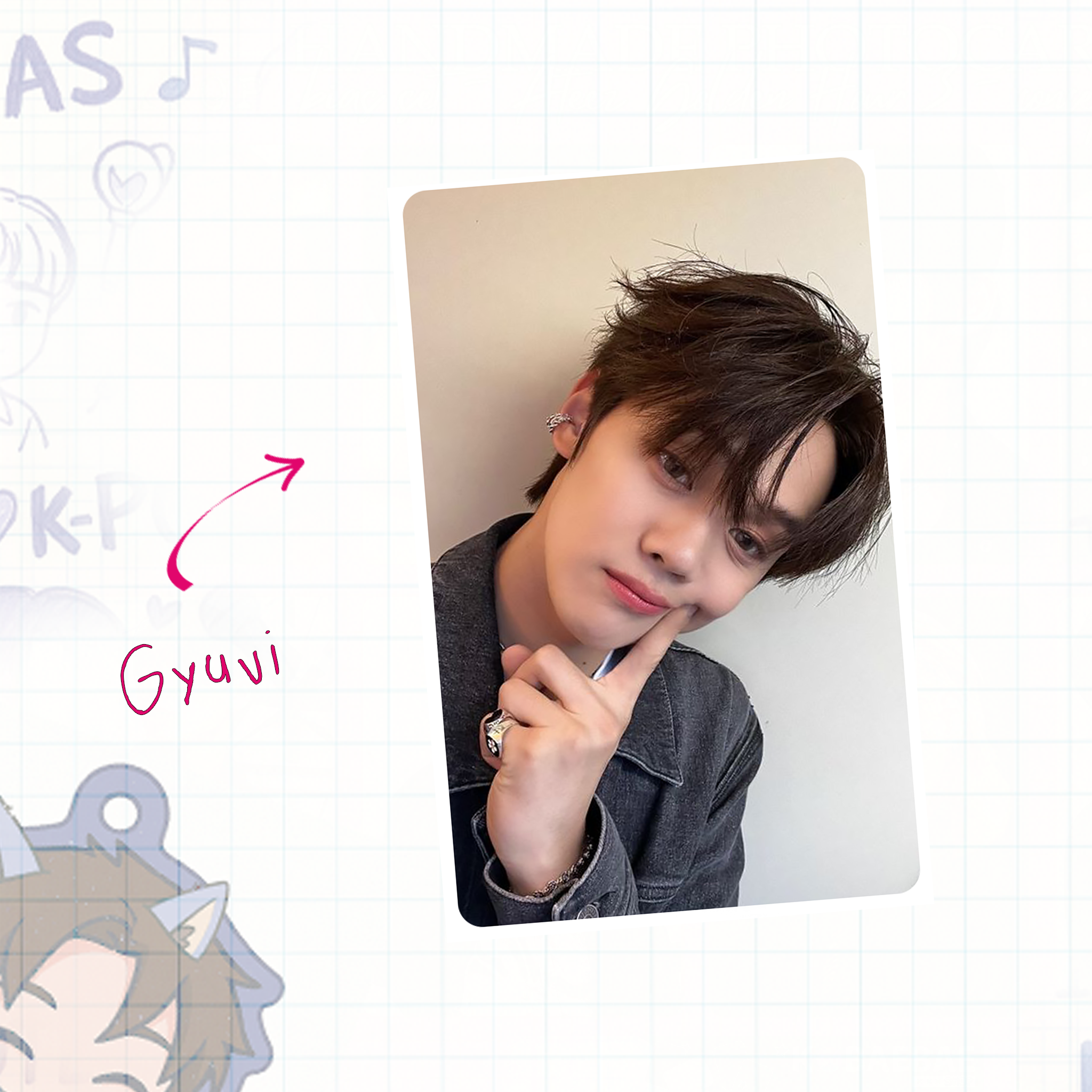 Handmade photocard Zerobaseone Gyuvin inspired, fanmade Kpop card binder size