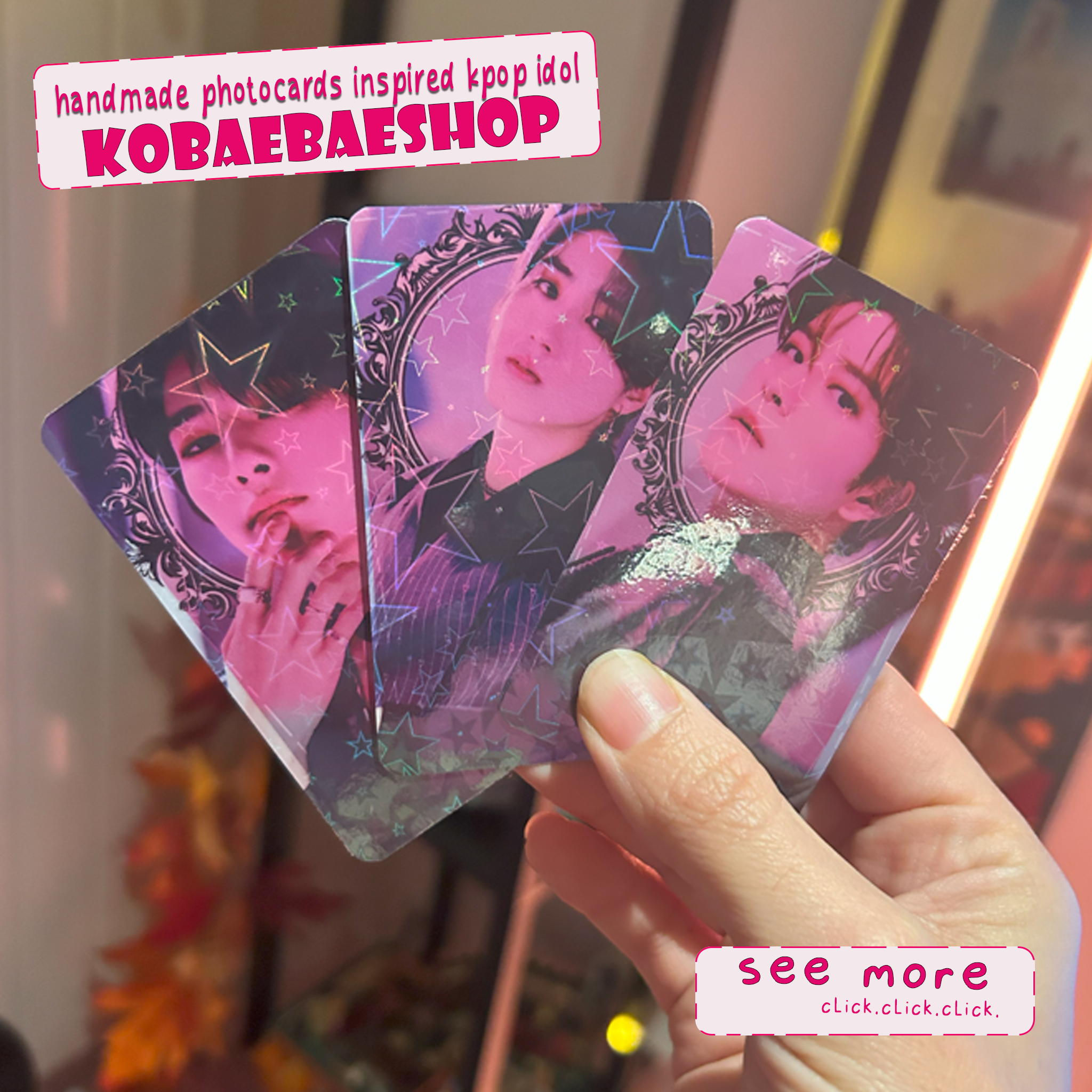 Skz - Dome Handmade photocards kpop inspired - holographic Bias Set 1