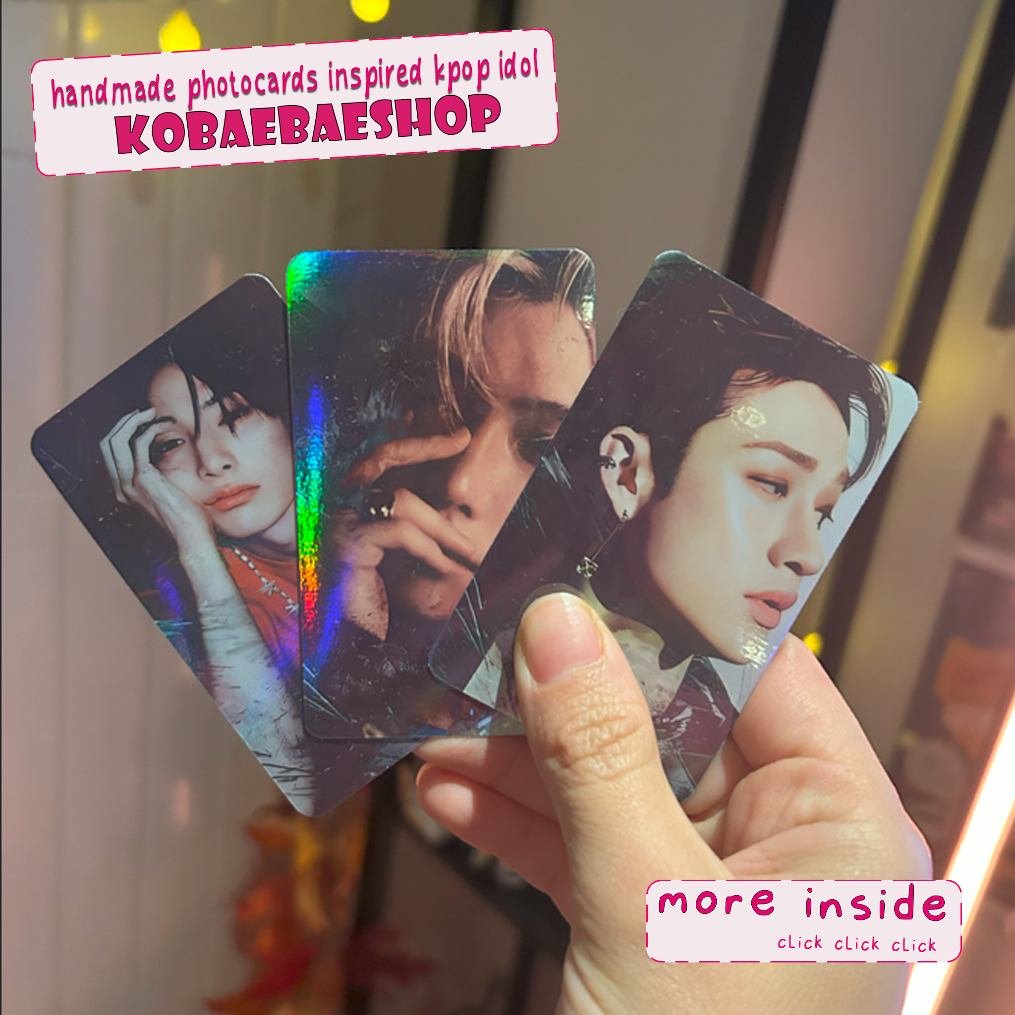 Skz - Wolf Handmade photocards kpop inspired - Bias Set - Rainbow Holo