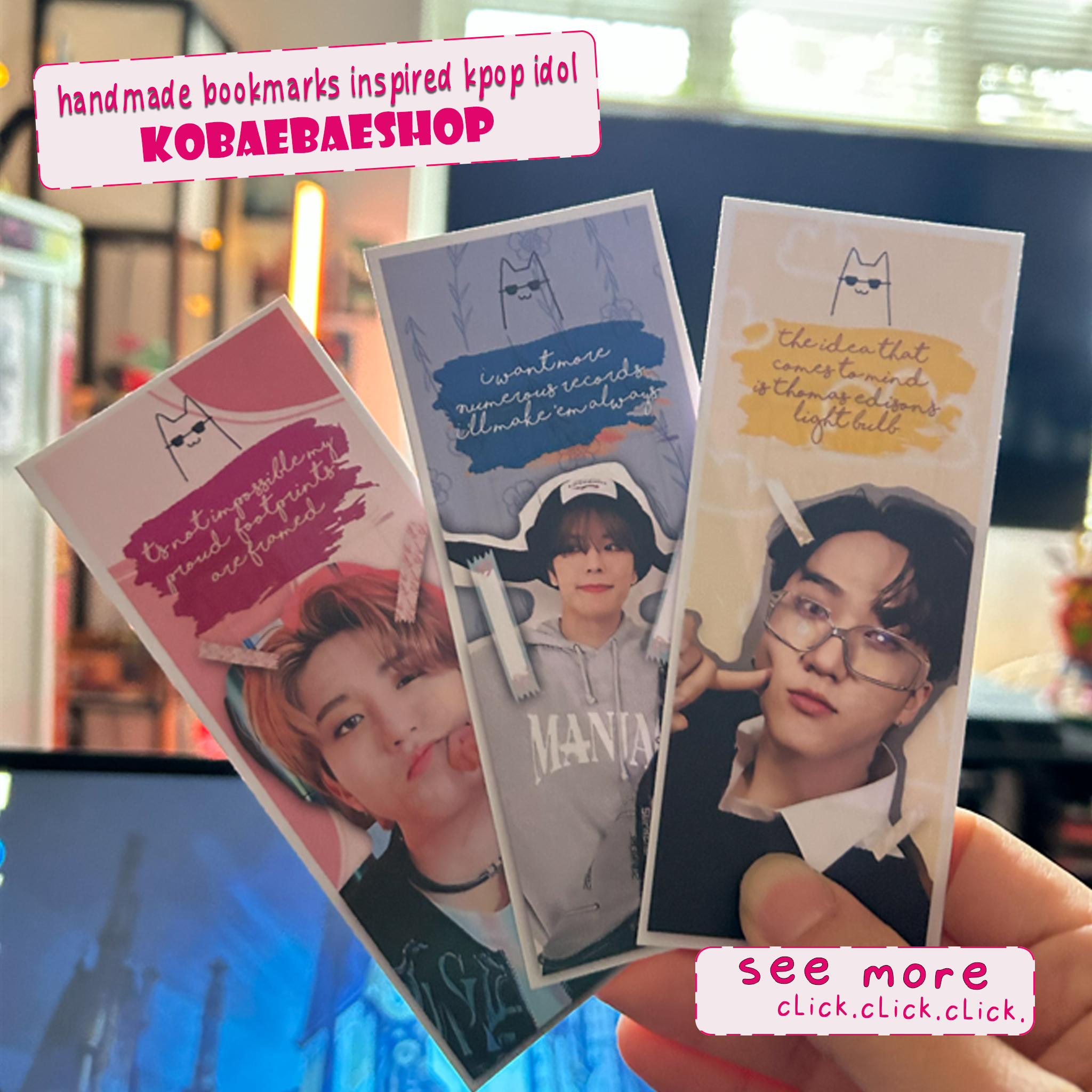 Skz -  Handmade Edit Bookmarks inspired Kpop | double side - set 6
