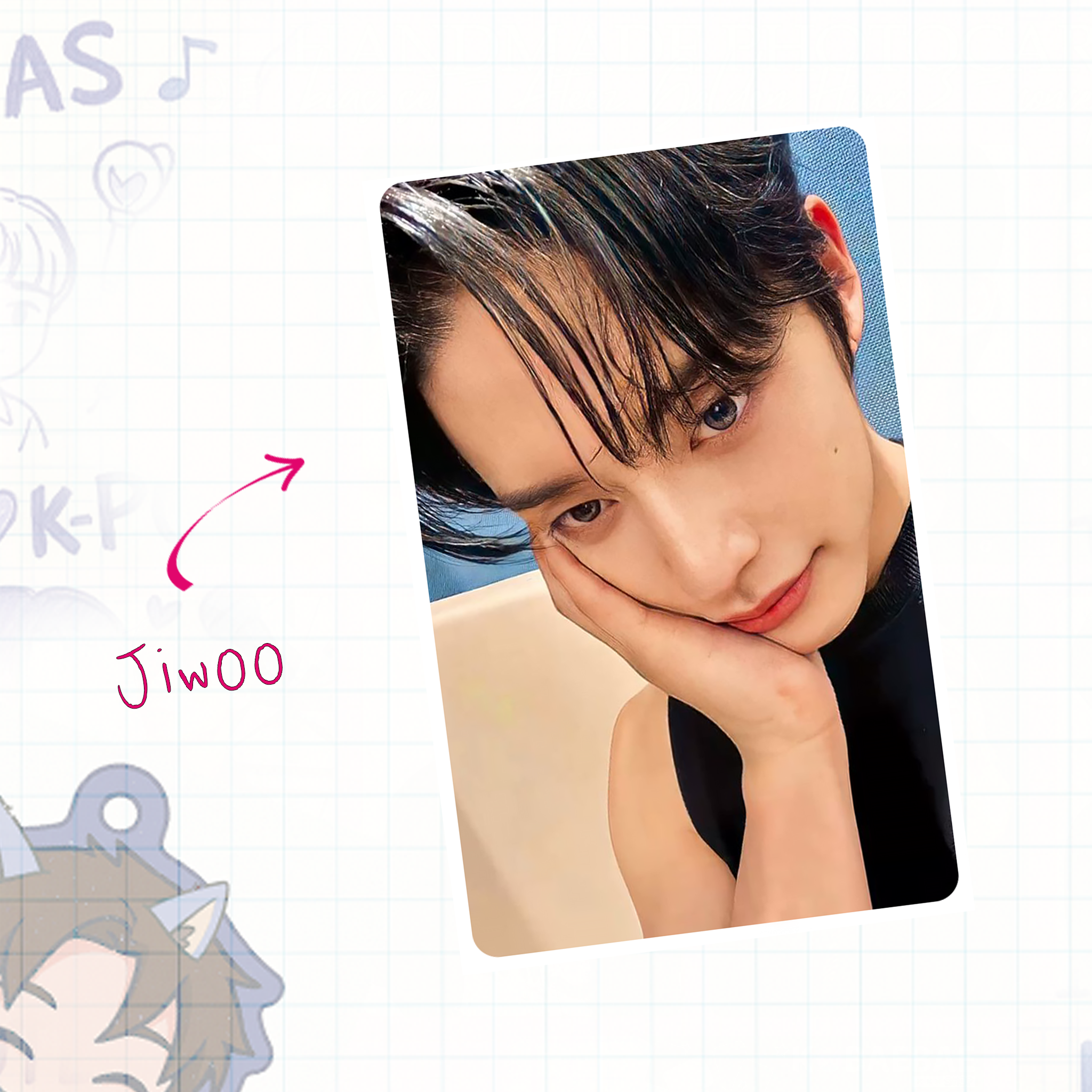 Handmade photocard Zerobaseone Jiwoong inspired, fanmade Kpop card binder size
