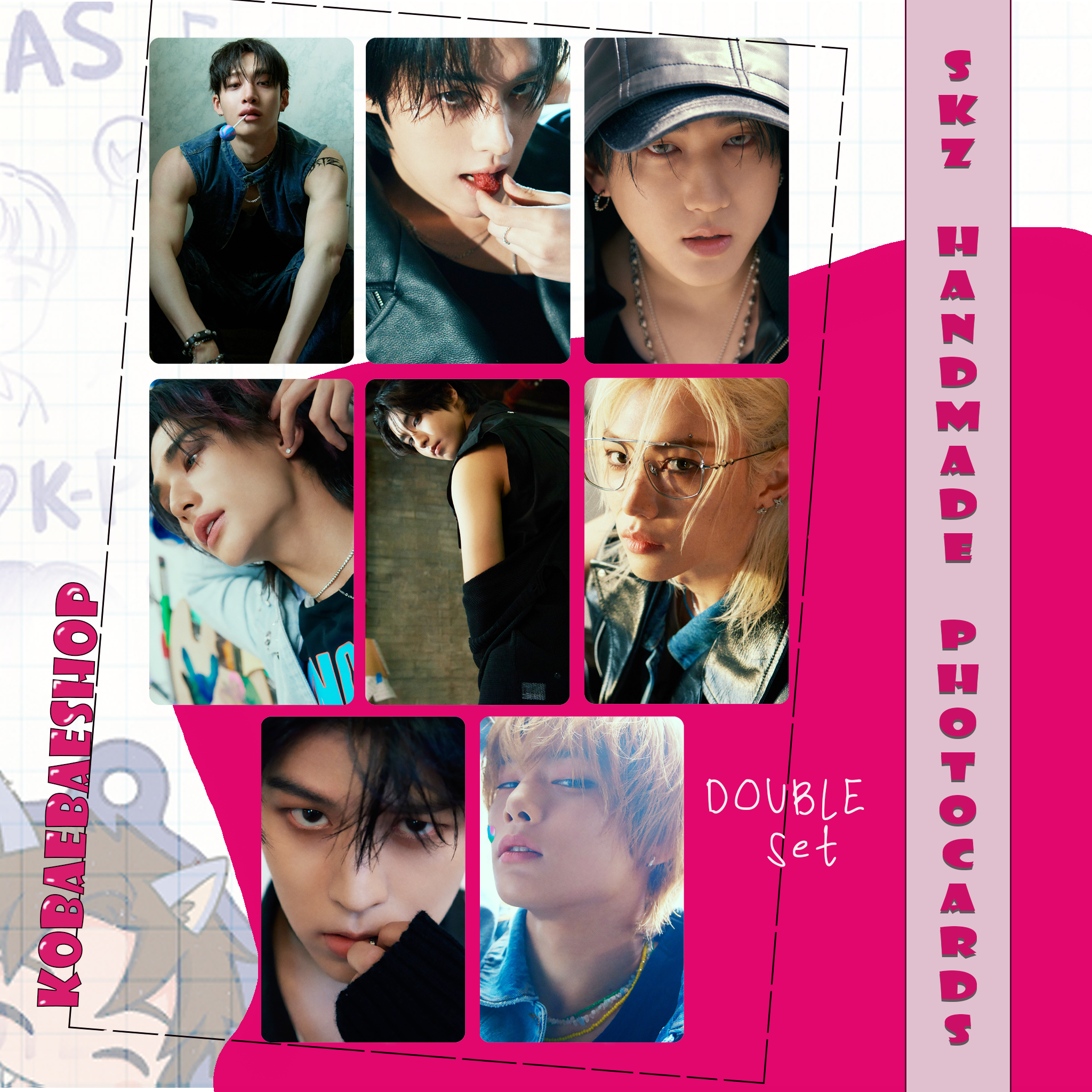 Skz - Teaser 1 (a.t.e)  handmade photocards kpop inspired - Double bias set