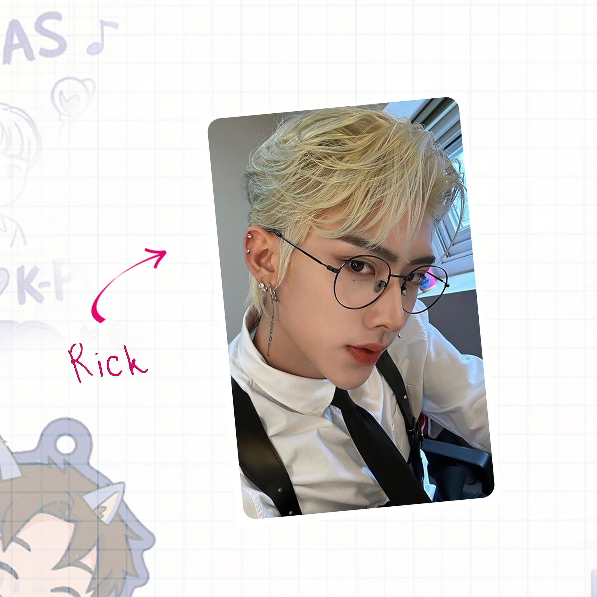 Handmade photocard Zerobaseone Ricky inspired, fanmade Kpop card binder size