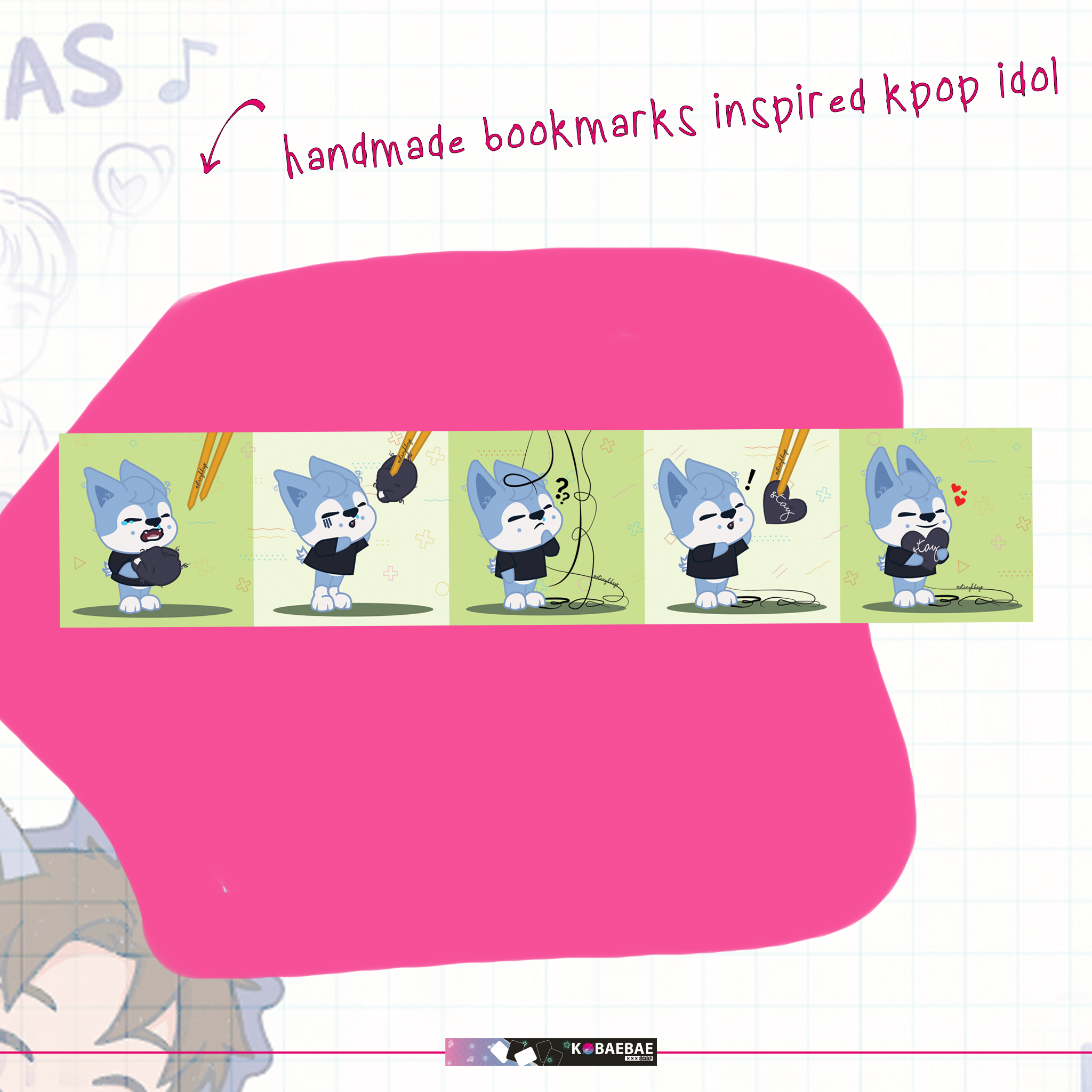Skz -  Handmade Edit Bookmarks inspired Kpop | double side - Wolfchan style