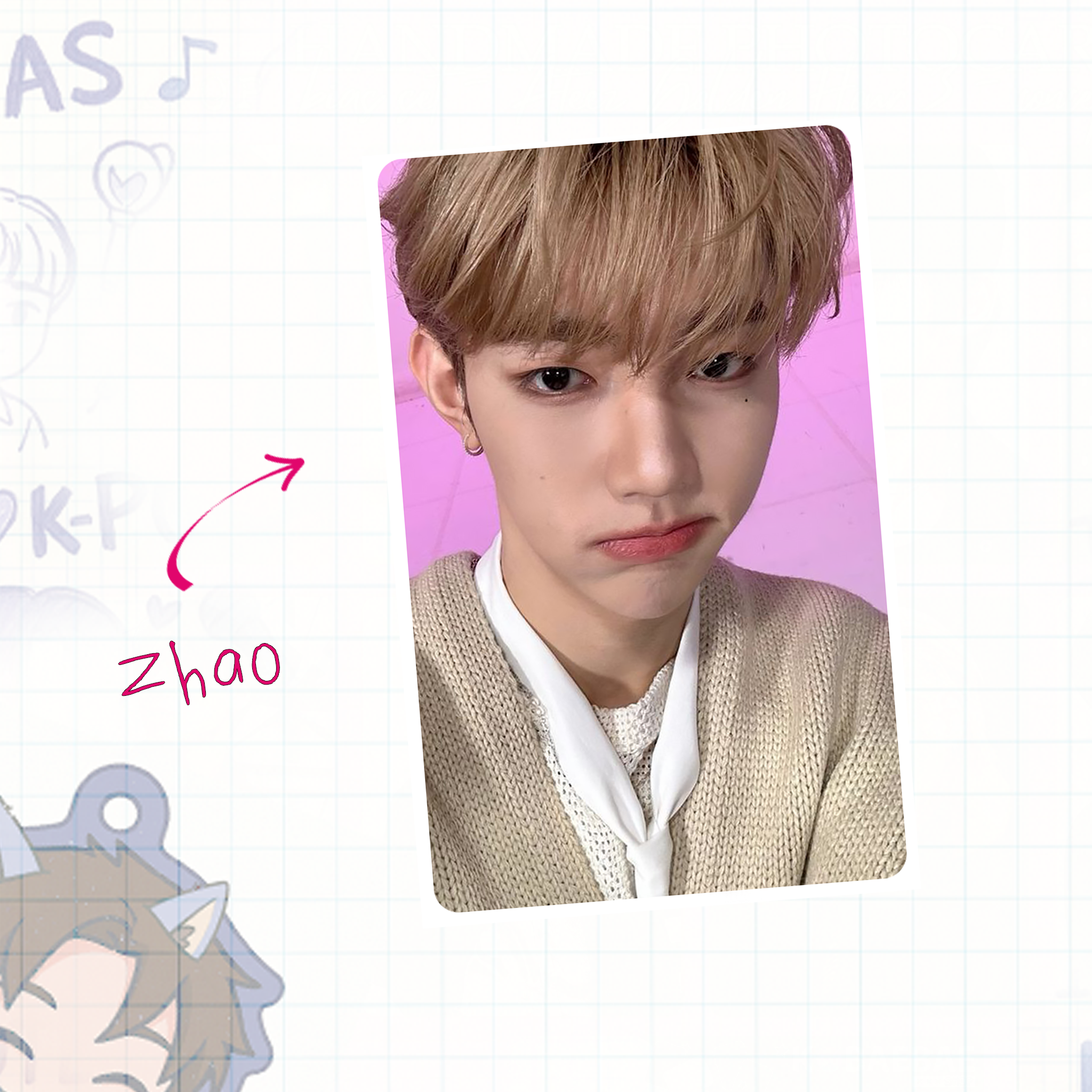 Handmade photocard Zerobaseone Zhang Hao inspired, fanmade Kpop card binder size
