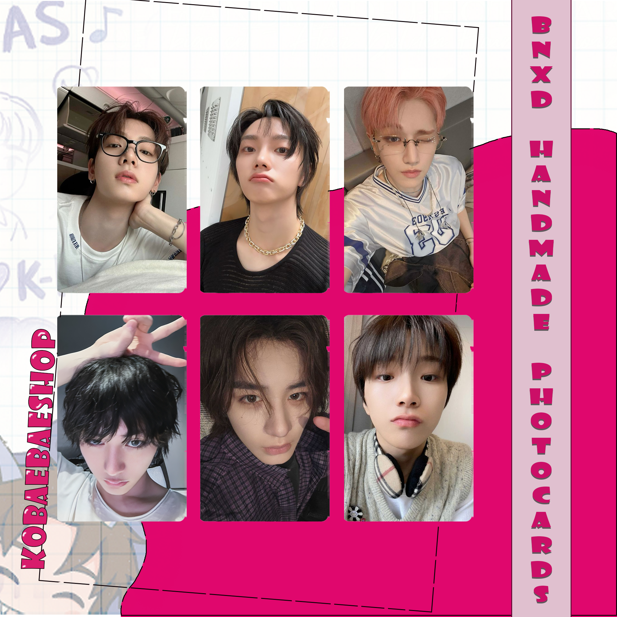 Boynextdoor OT6 Full Set – Handmade Kpop Inspired Photocards (Pack 1)