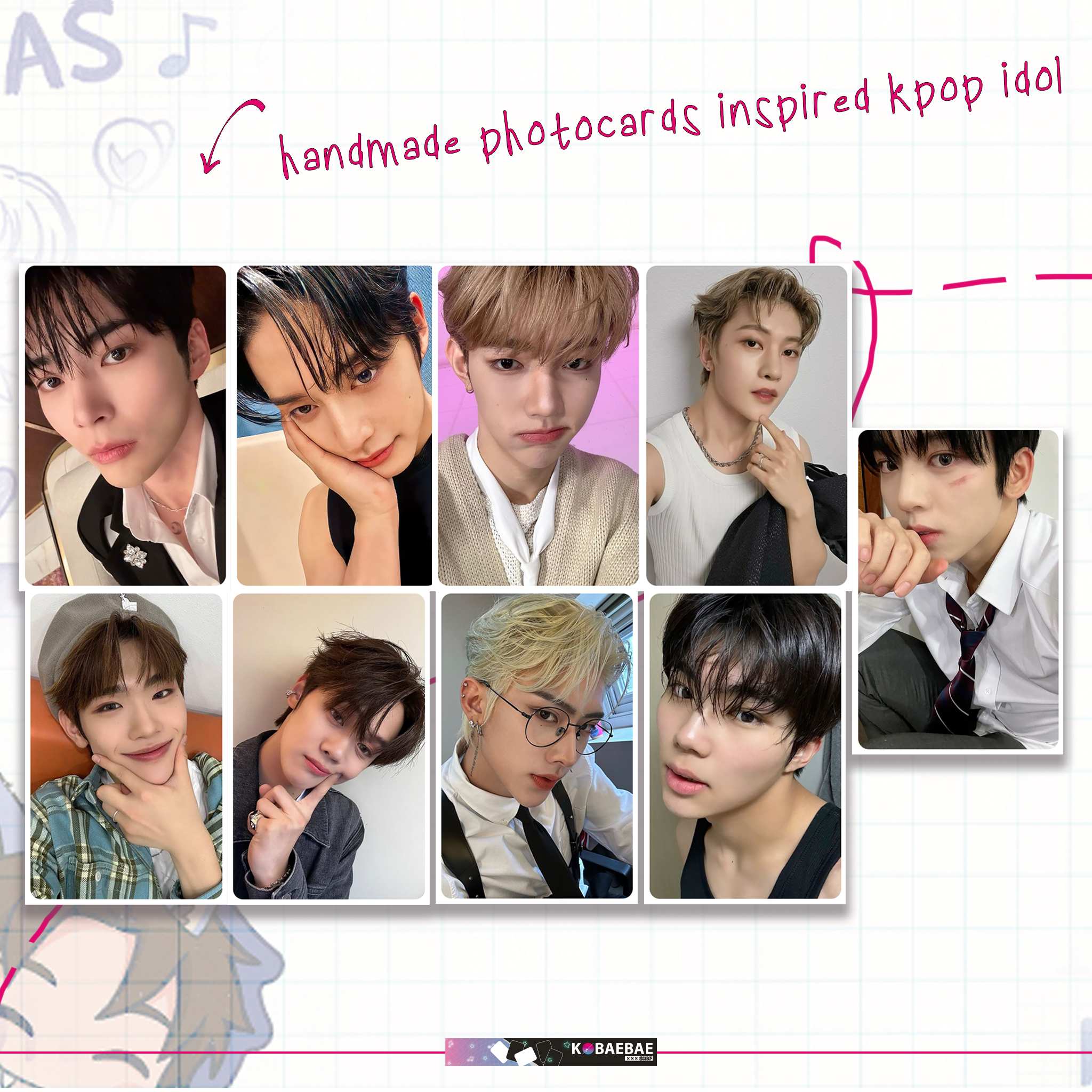 Handmade photocard Zerobaseone Ot9 fanmade Kpop card binder size