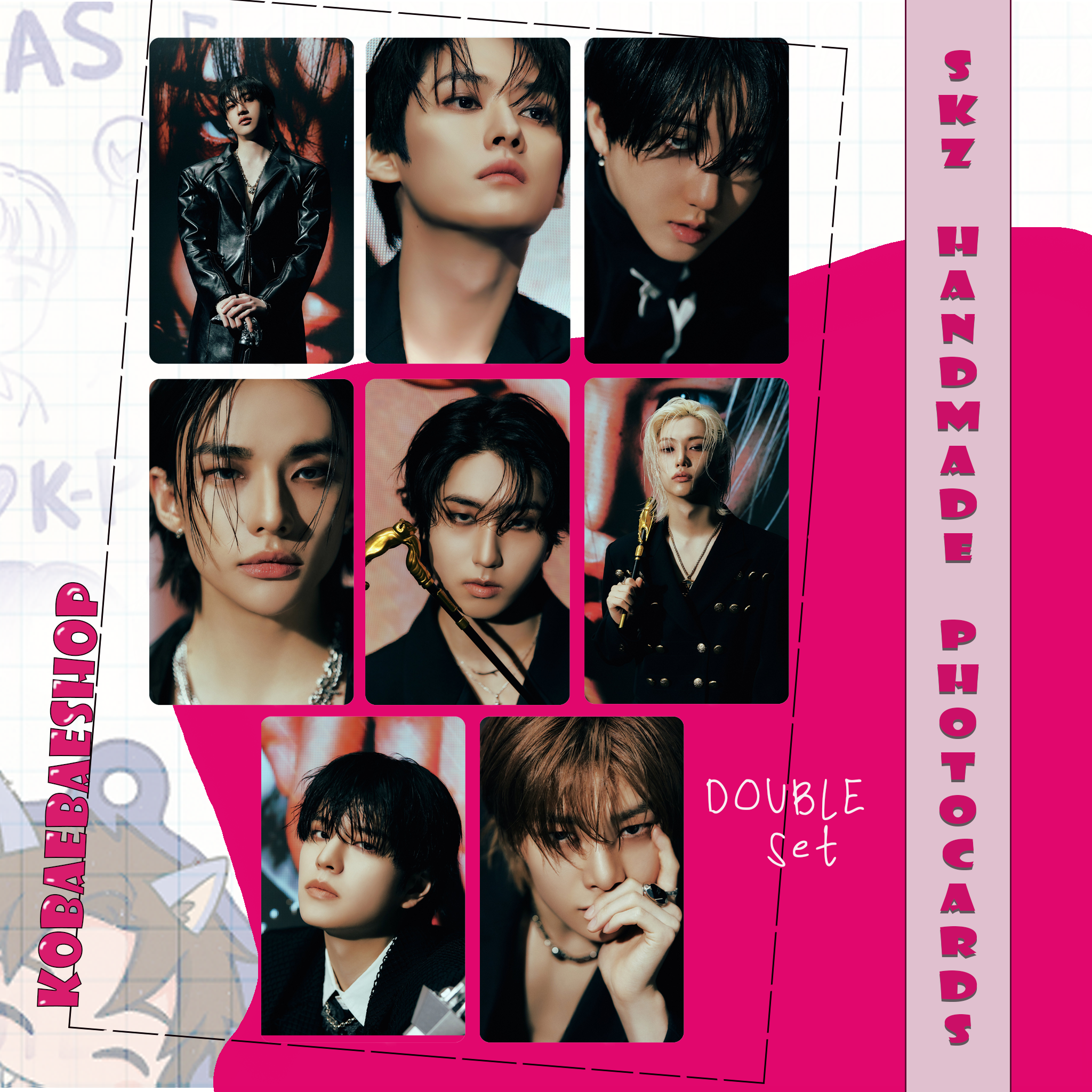 Skz - Teaser 2 (a.t.e)  handmade photocards kpop inspired - Double bias set