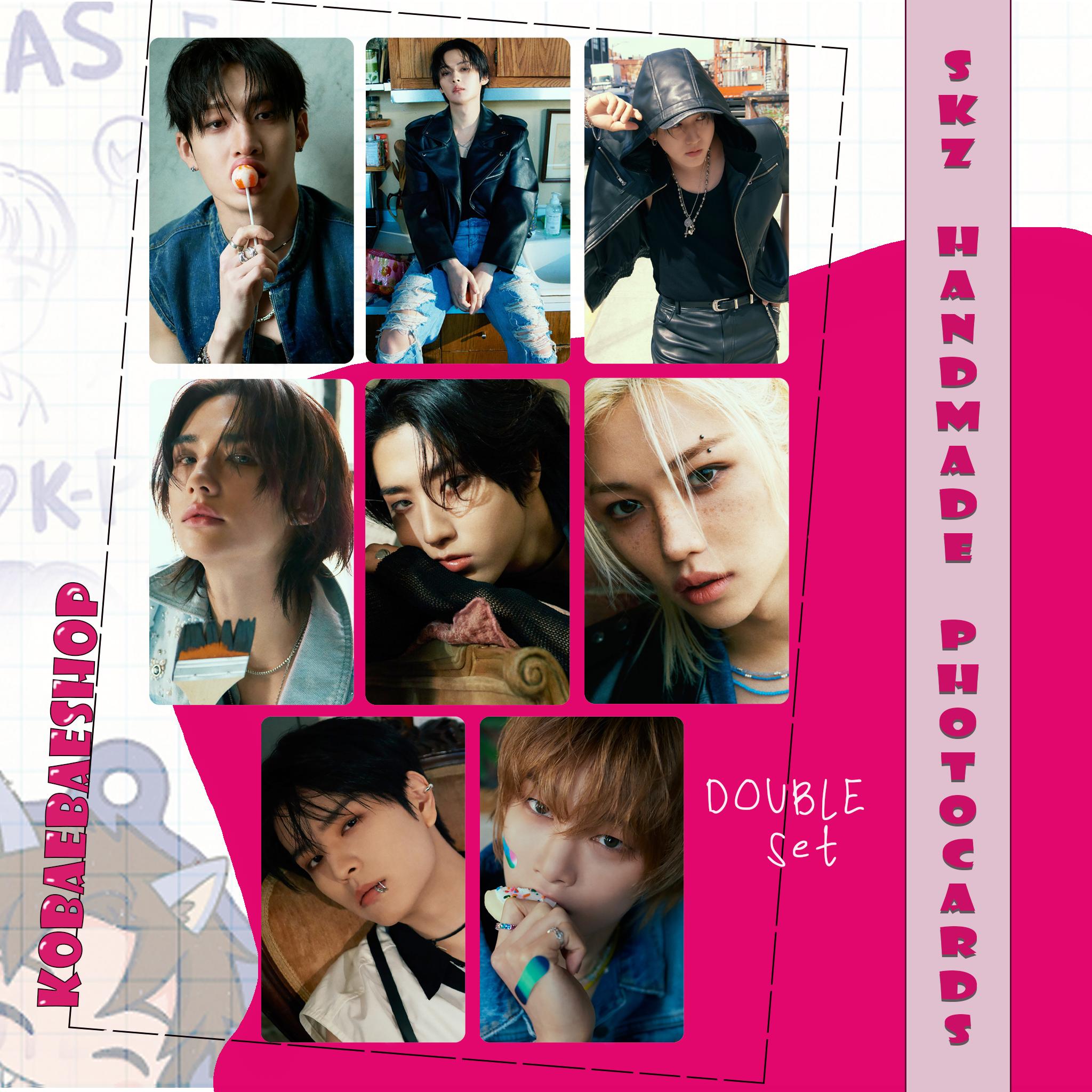 Skz - Teaser 1 (a.t.e)  handmade photocards kpop inspired - Double bias set