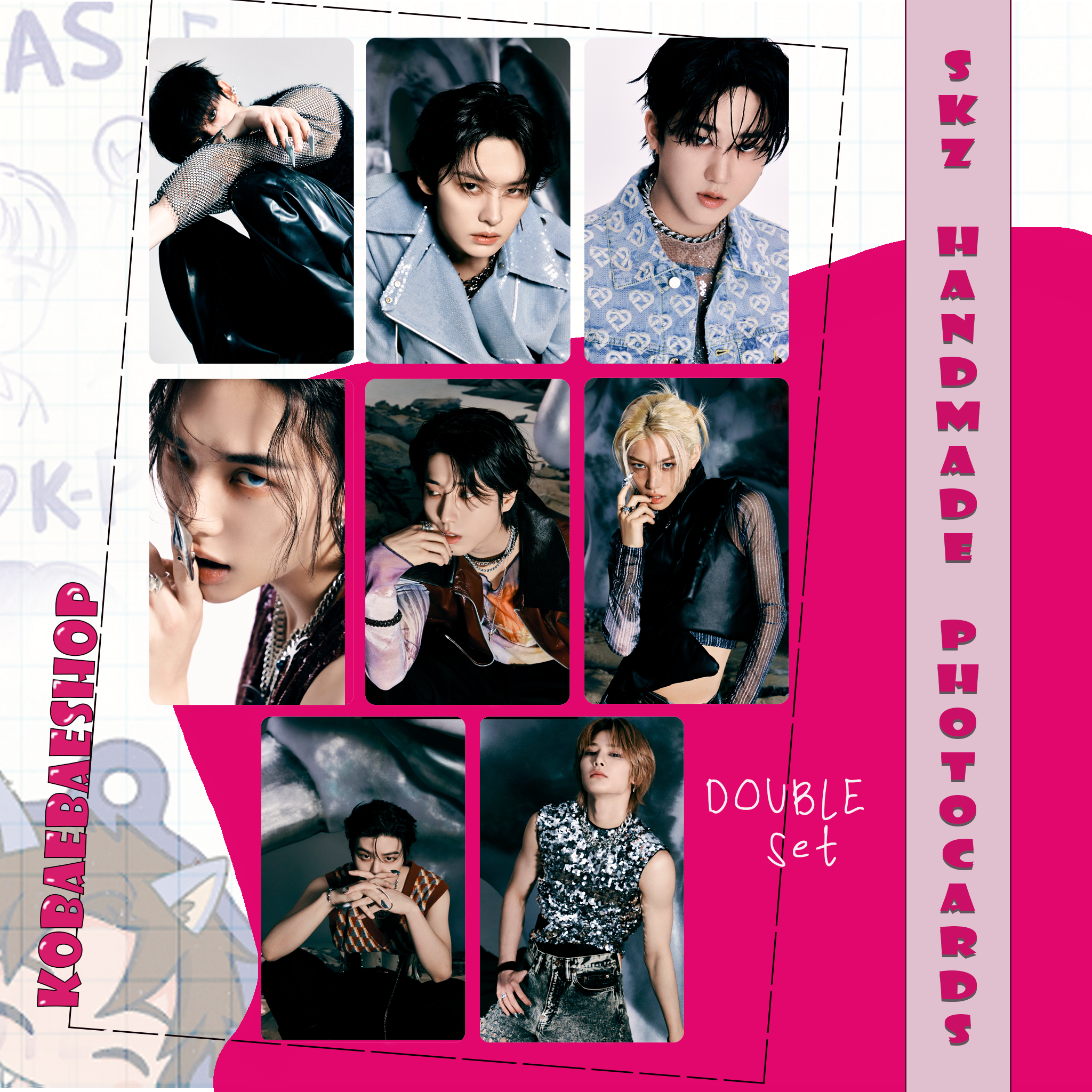 Skz - Teaser 3 (a.t.e)  handmade photocards kpop inspired - Double bias set