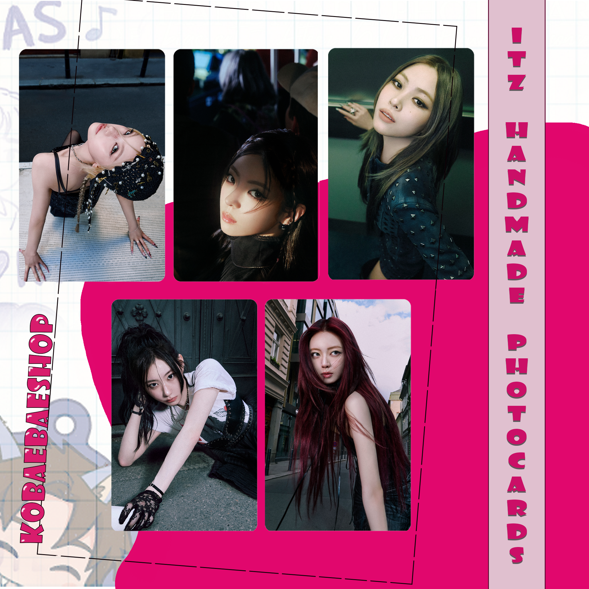 Itzy - OT5 handmade Tunnel (Vis.) photocards - bias set 1