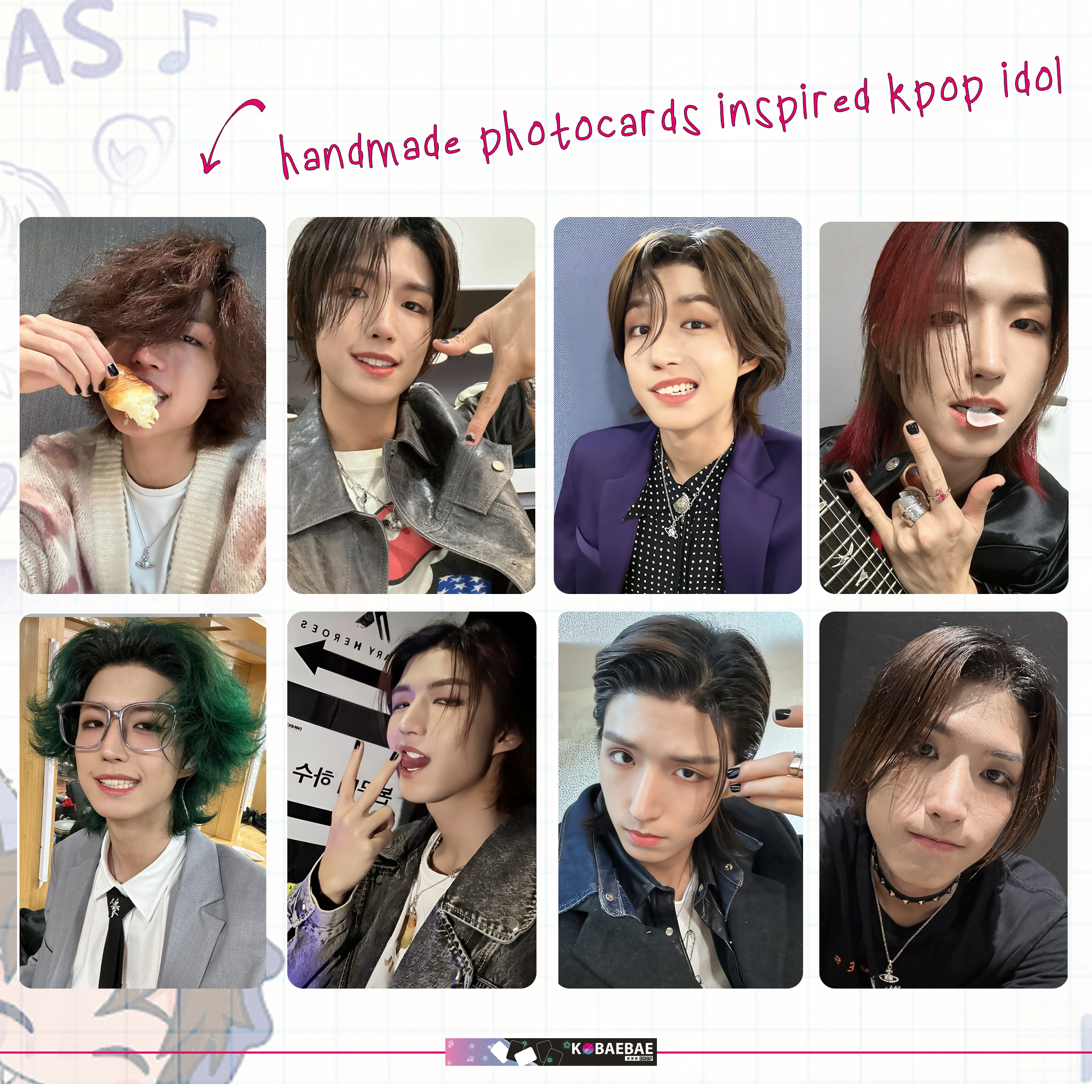 XHR - JunH handmade photocards kpop inspired - Set 1