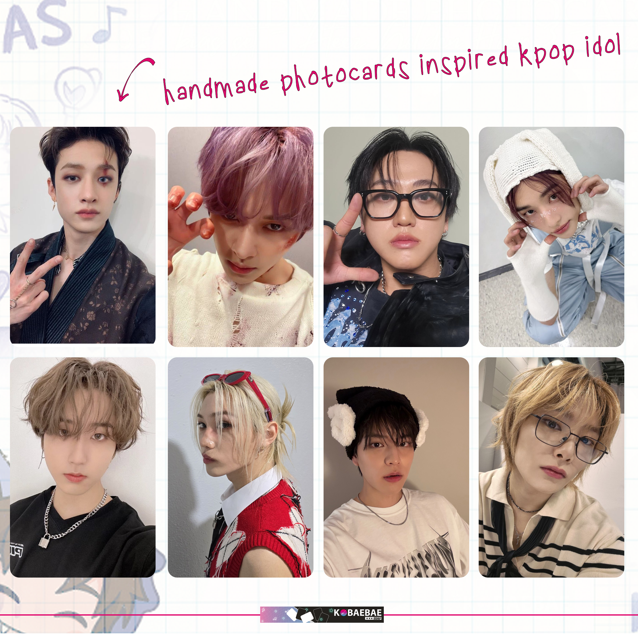 Skz - Ot8 handmade photocards kpop inspired - Set 1