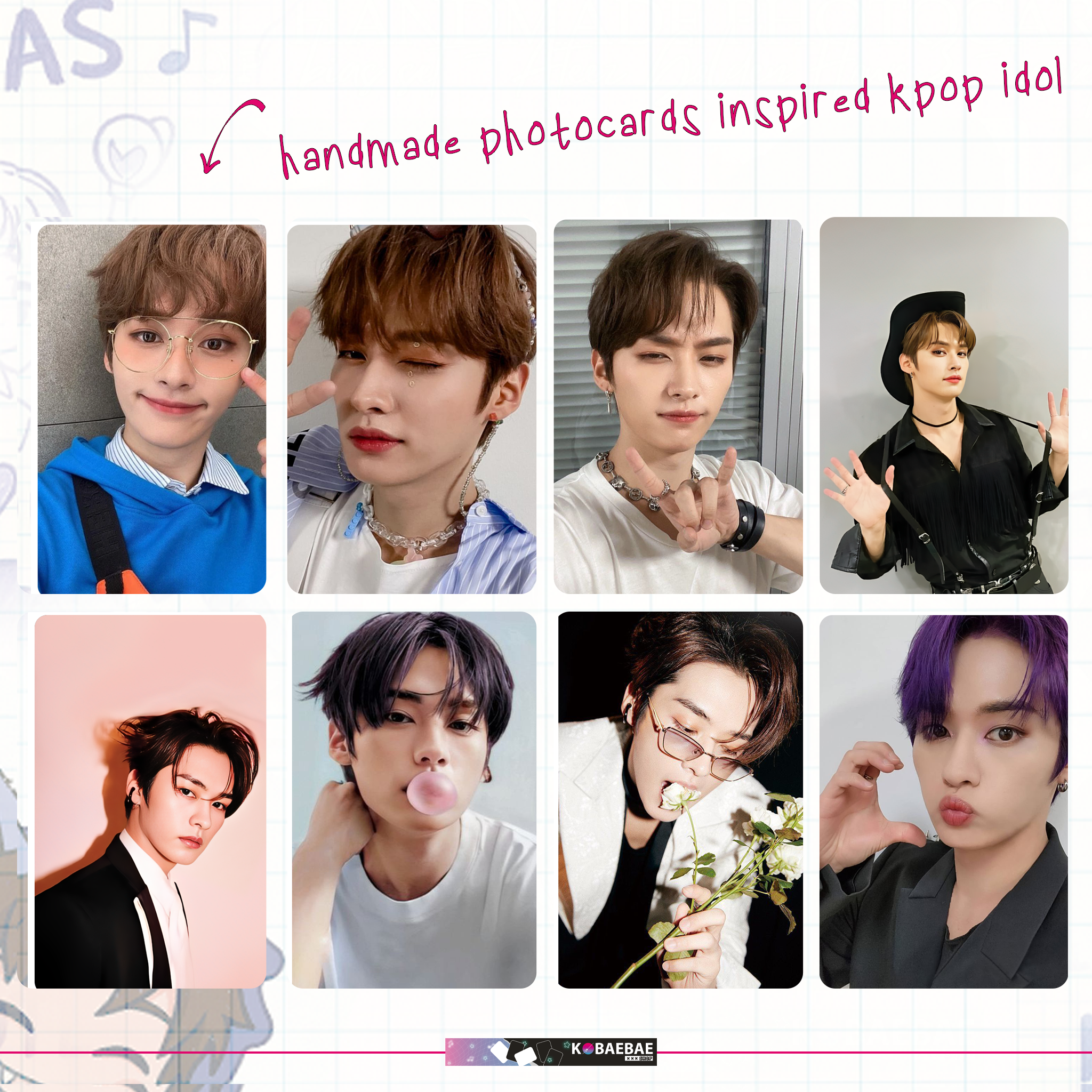 Skz - Lino handmade photocards kpop inspired - Set 1