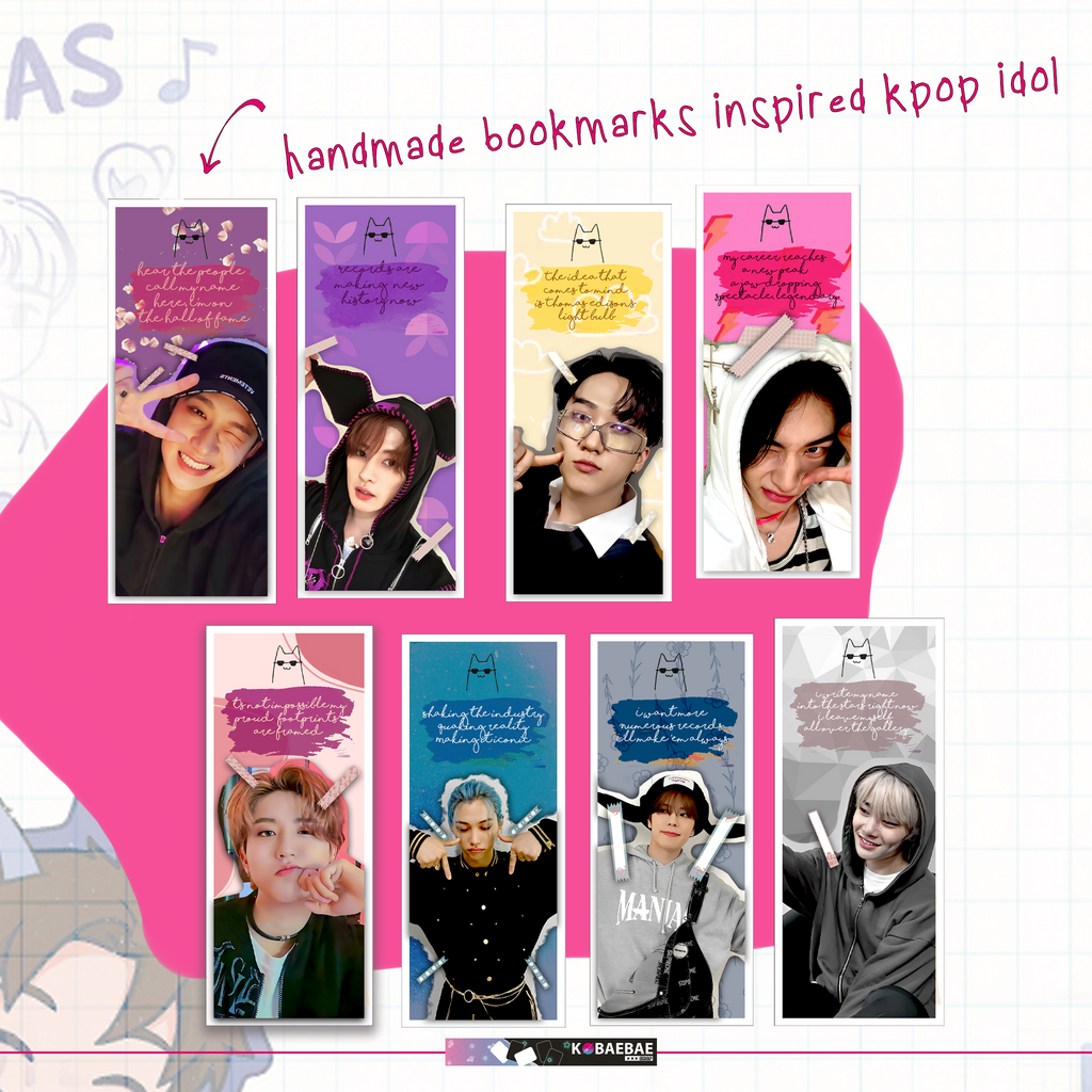Skz -  Handmade Edit Bookmarks inspired Kpop | double side - set 6
