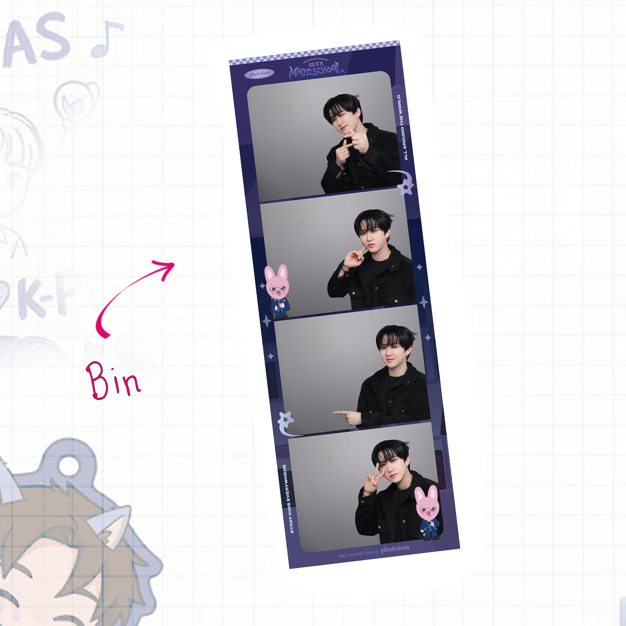 Skz - Handmade Laminated Filmstrip Bookmark - Magic School  set 2