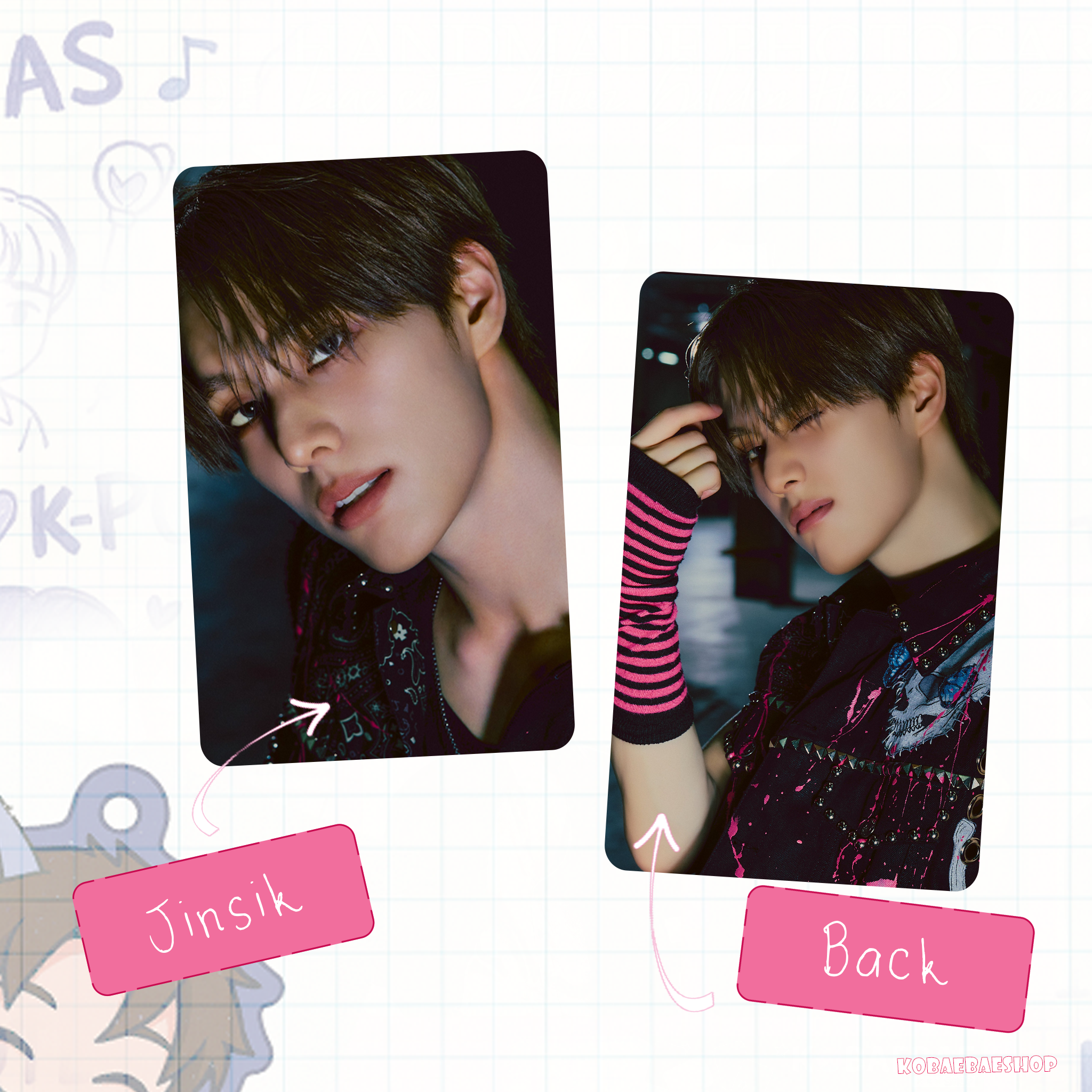 Xkrs - Watch Out (Bittersw. vers)  Handmade photocards kpop inspired - Double side set