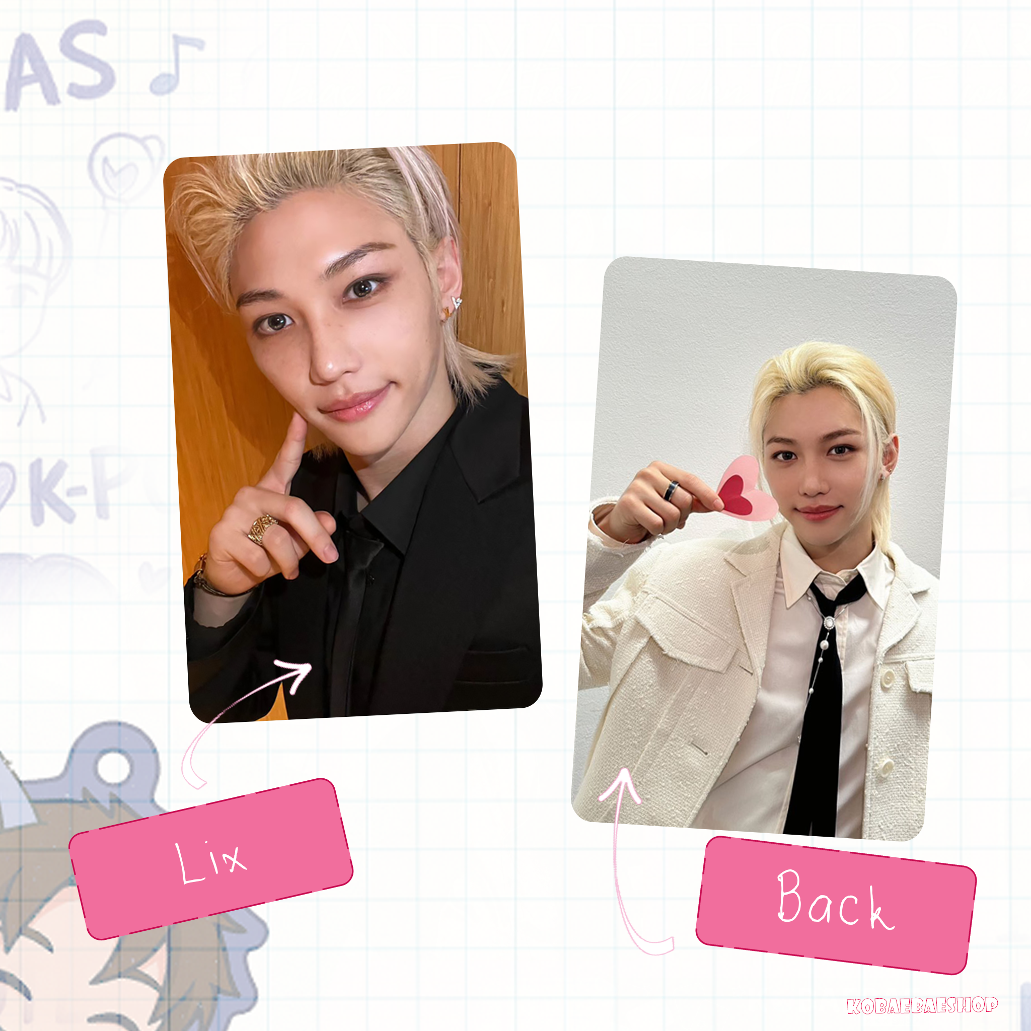 Skz - Be my Valentine Handmade photocards kpop inspired - Double side set