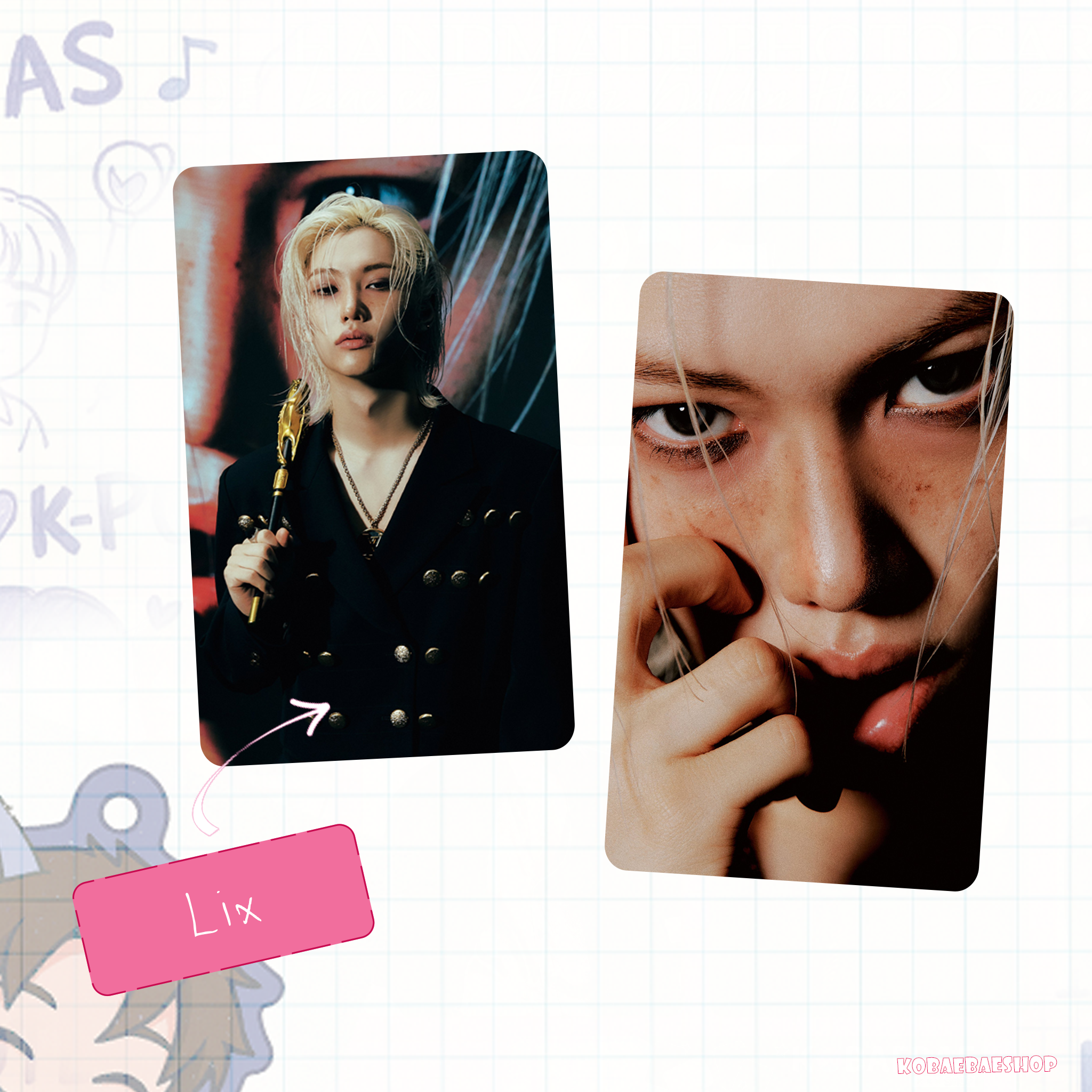 Skz - Teaser 2 (a.t.e)  handmade photocards kpop inspired - Double bias set