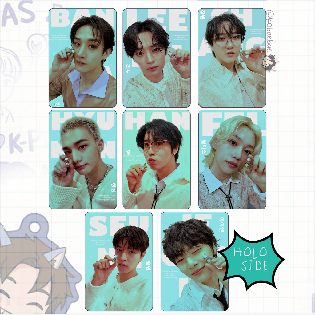 Skz - Rainbow holo set  handmade photocards kpop inspired - Pop Up set 1