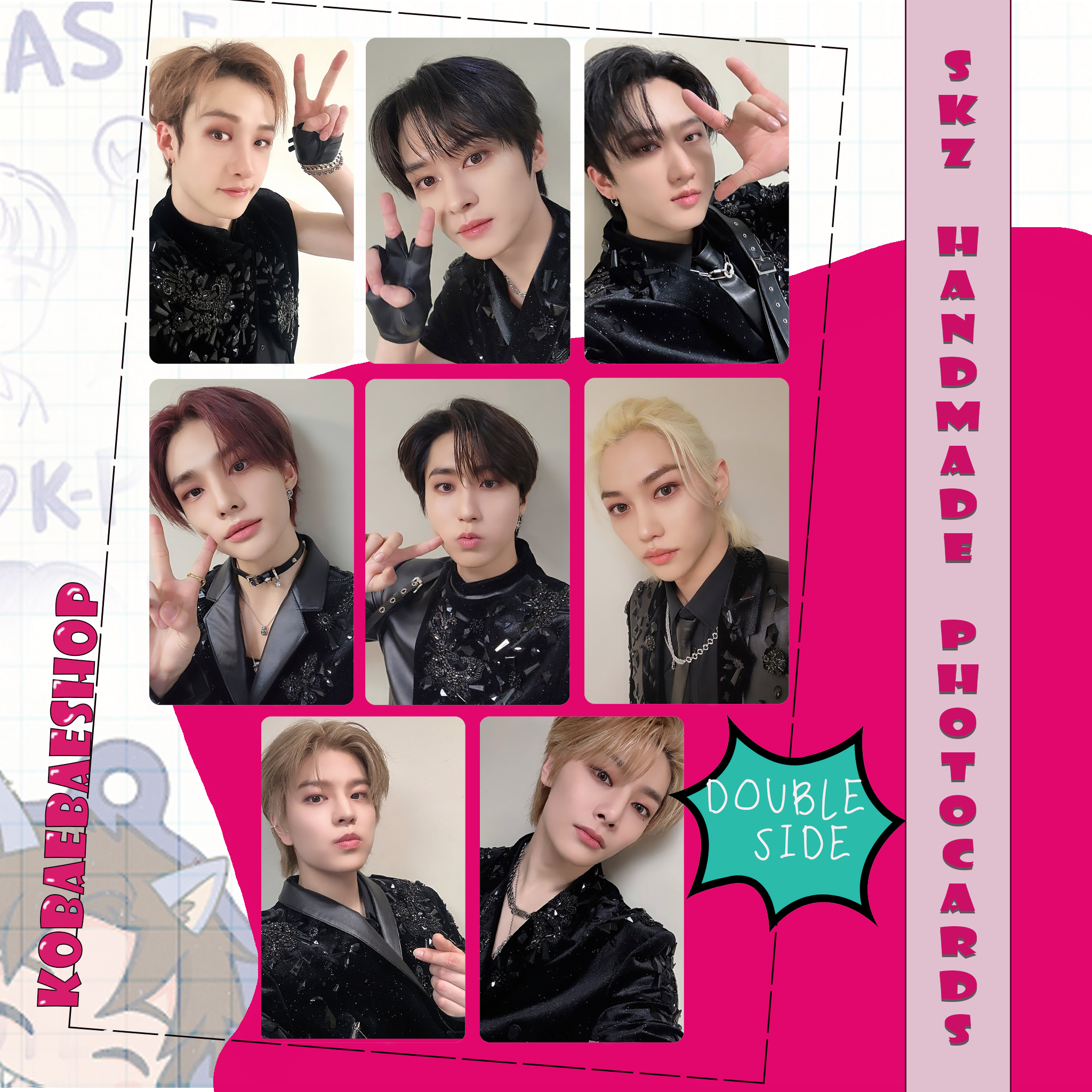 Skz - Happy New Year (25) Handmade photocards kpop inspired - Double side set