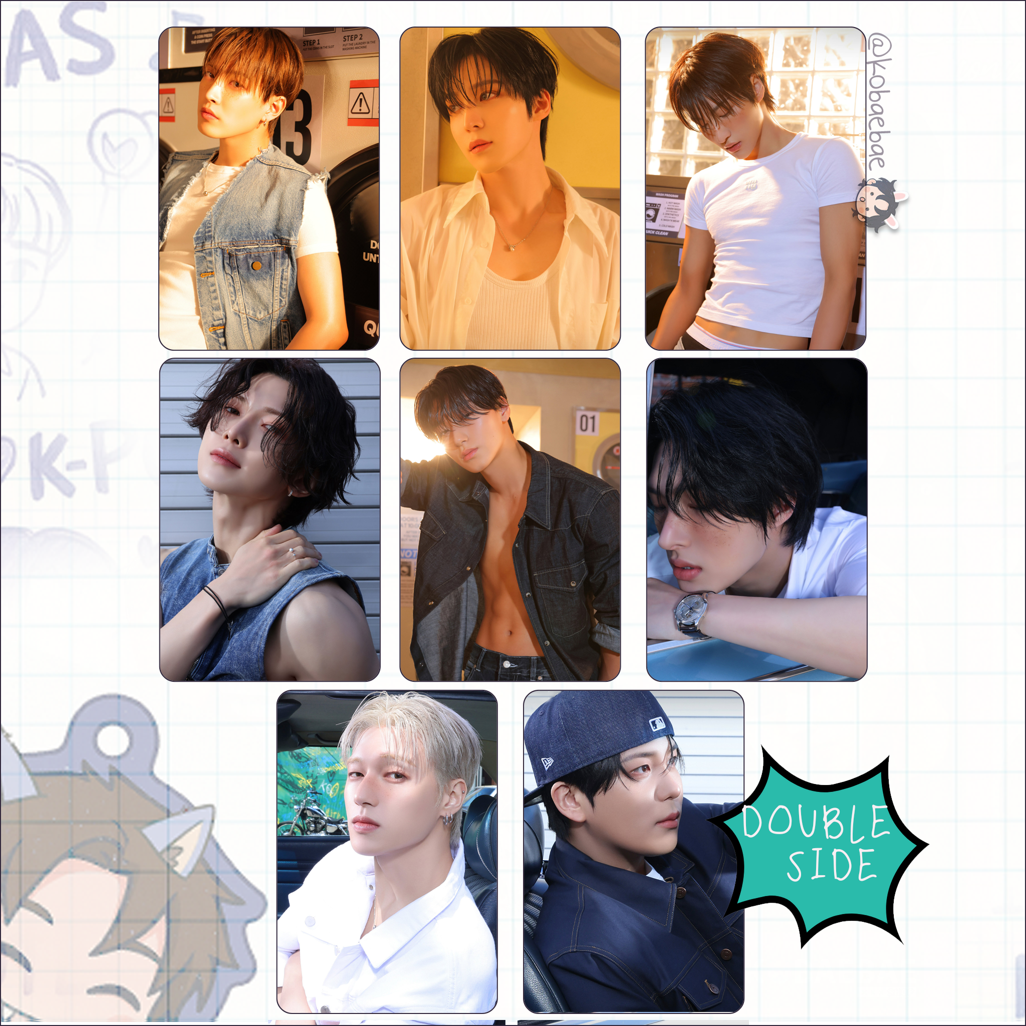 Atz - Golden H. 3 -  Handmade photocards kpop inspired - Set 1 Double side