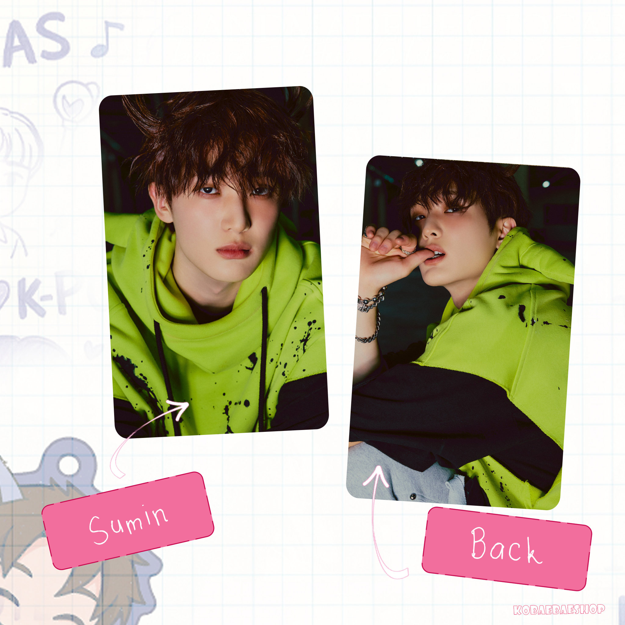 Xkrs - Watch Out (Bittersw. vers)  Handmade photocards kpop inspired - Double side set