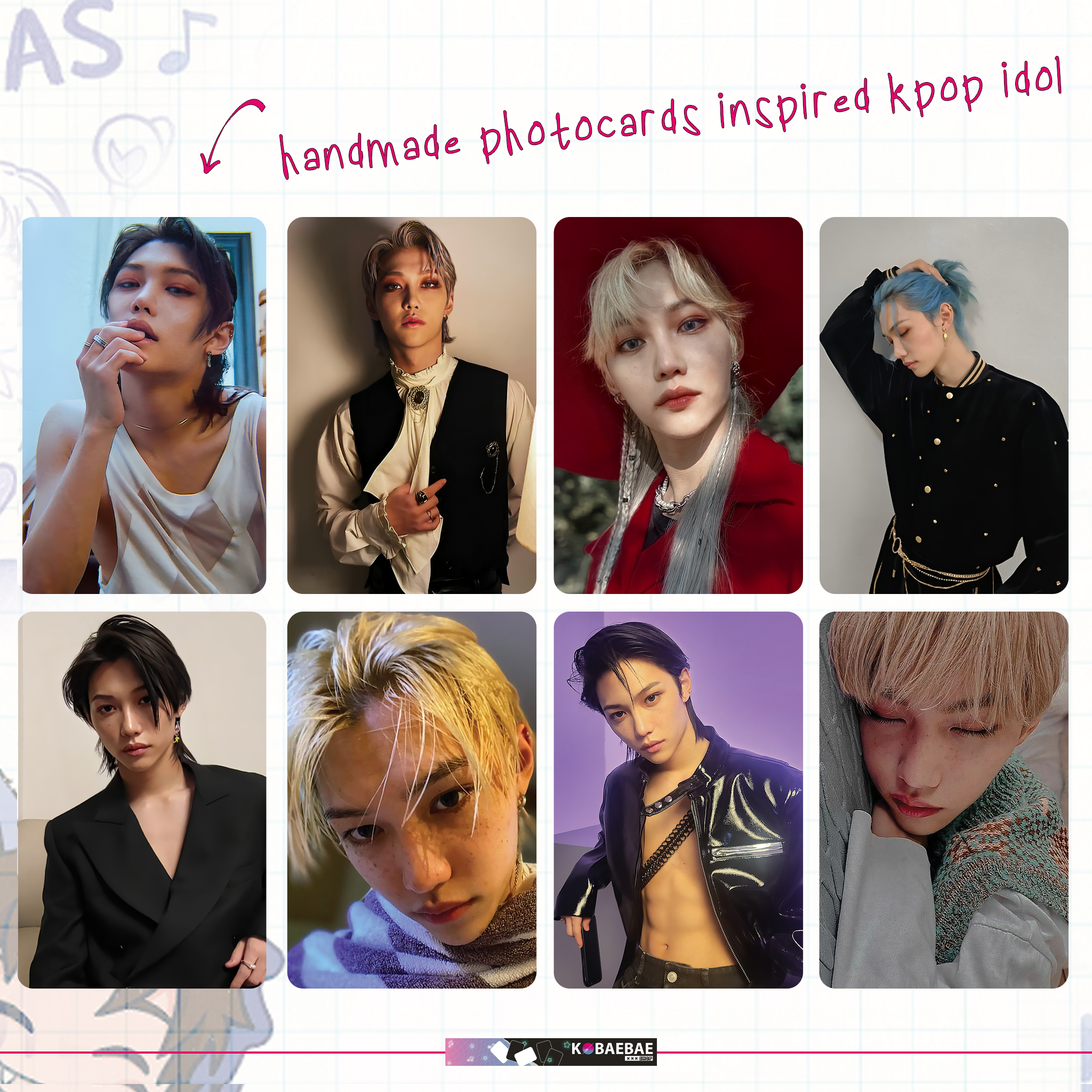 Skz - Lix handmade photocards kpop inspired - Set 1