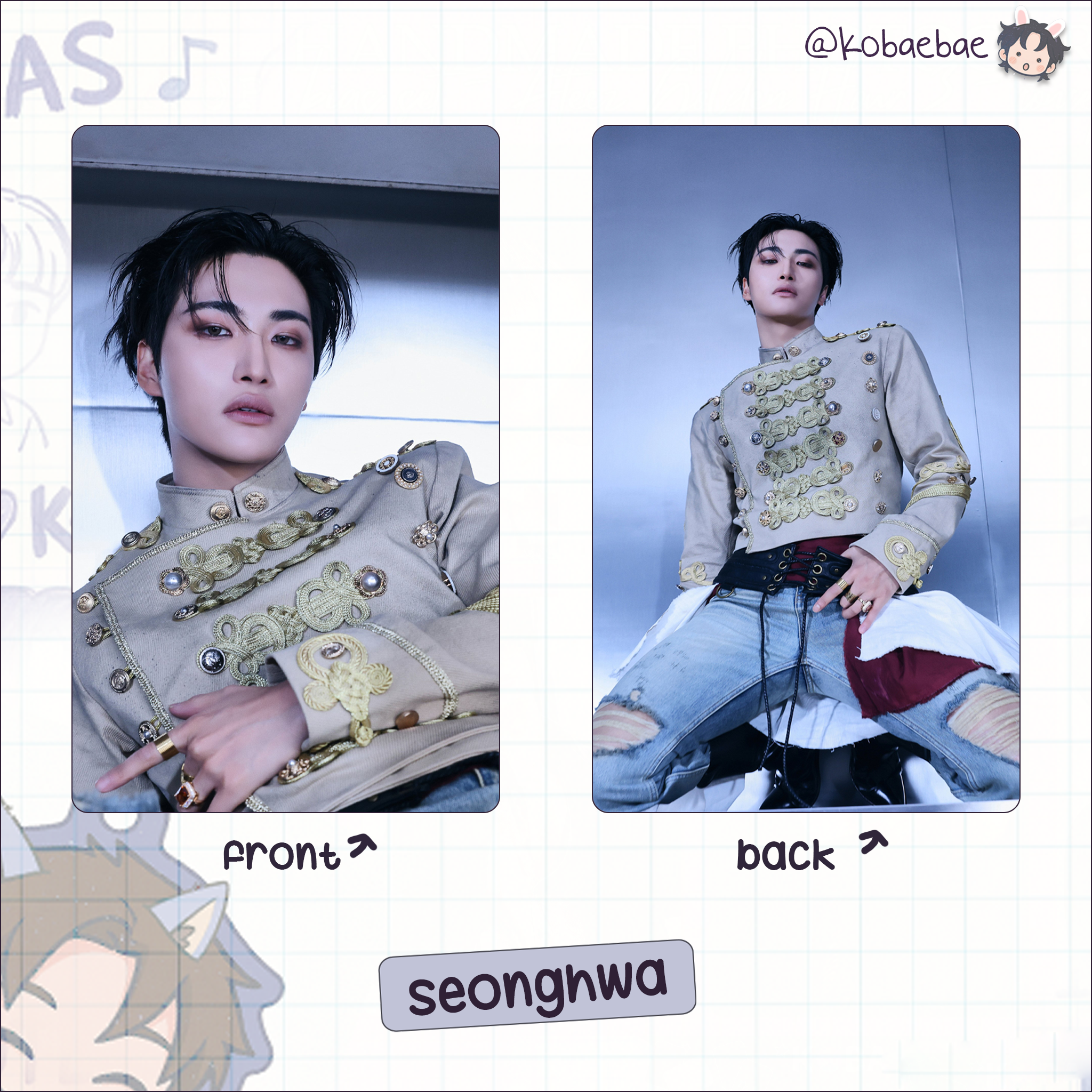 Ateez (Atz) - Golden H. 4 -  Handmade photocards kpop inspired - Double side set 3