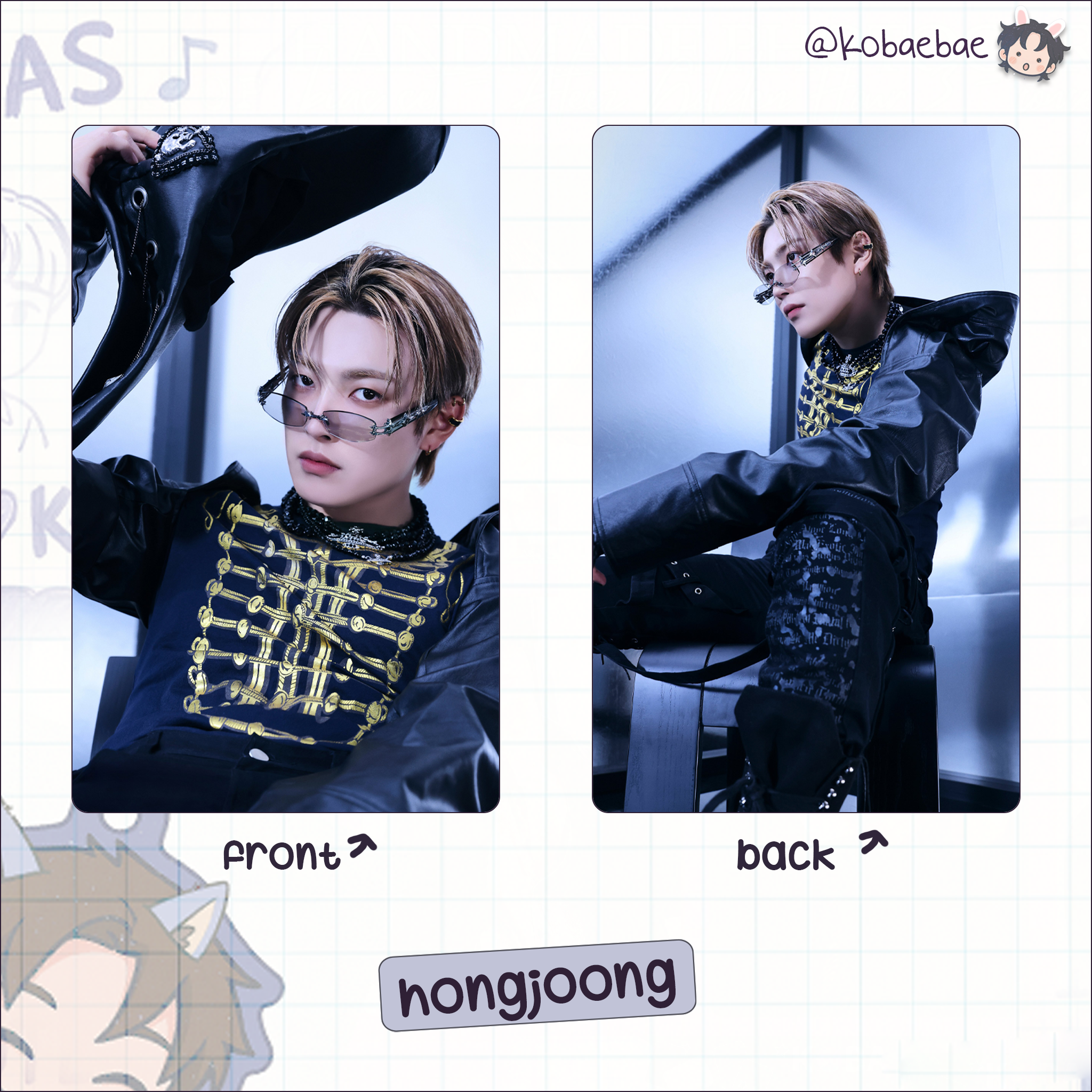 Ateez (Atz) - Golden H. 4 -  Handmade photocards kpop inspired - Double side set 3