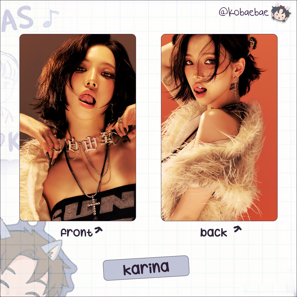 Aespa - Dirty Work Dirty Worker handmade photocards kpop inspired - double side set