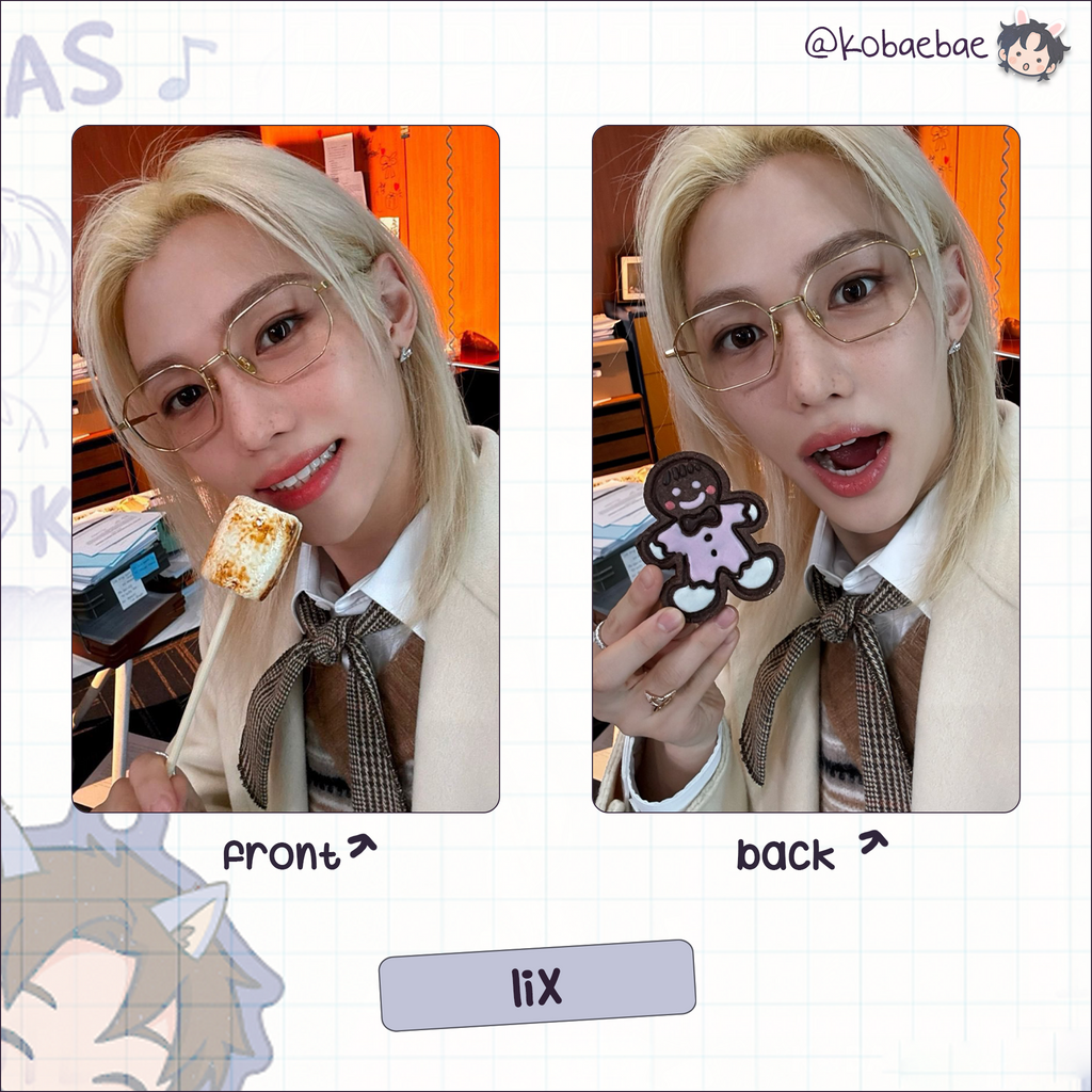 Skz - Christmas Stay4 Handmade photocards kpop inspired - Double side set