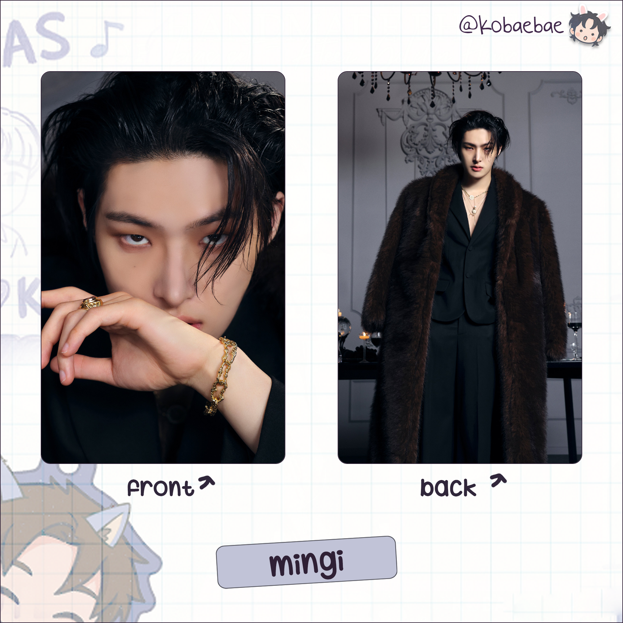 Ateez (Atz) - Golden H. 4 -  Handmade photocards kpop inspired - Double side set 2