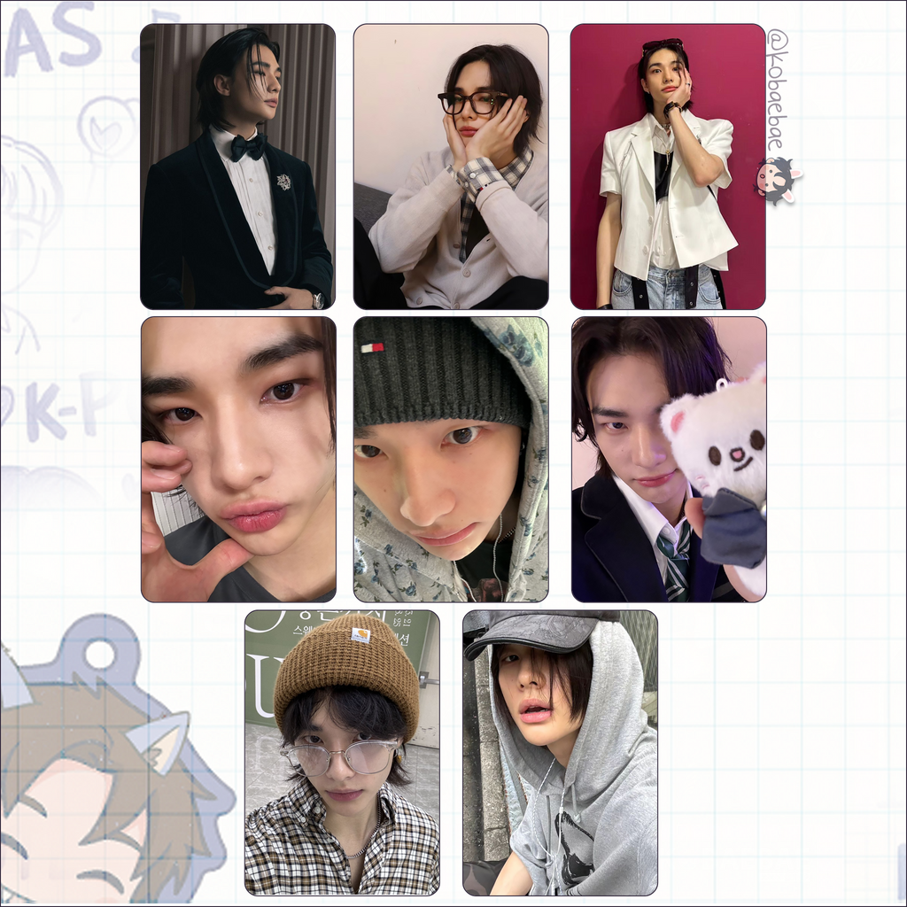 Skz (Stray Kids) - Hyunjin handmade photocards kpop inspired - Set 10