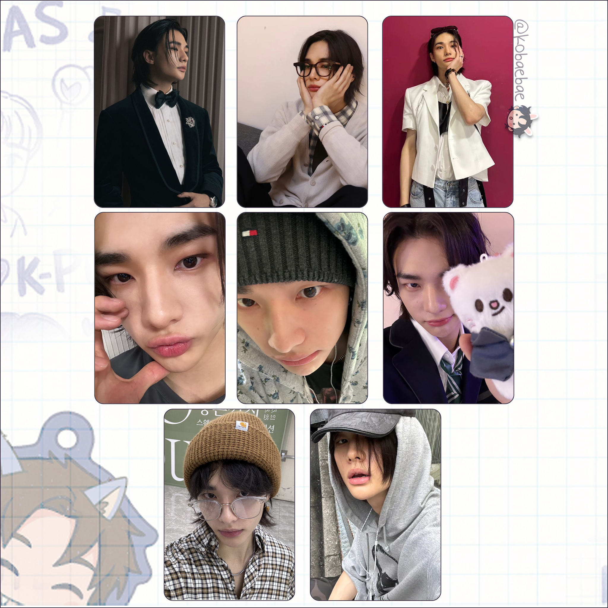 Skz (Stray Kids) - Hyunjin handmade photocards kpop inspired - Set 10