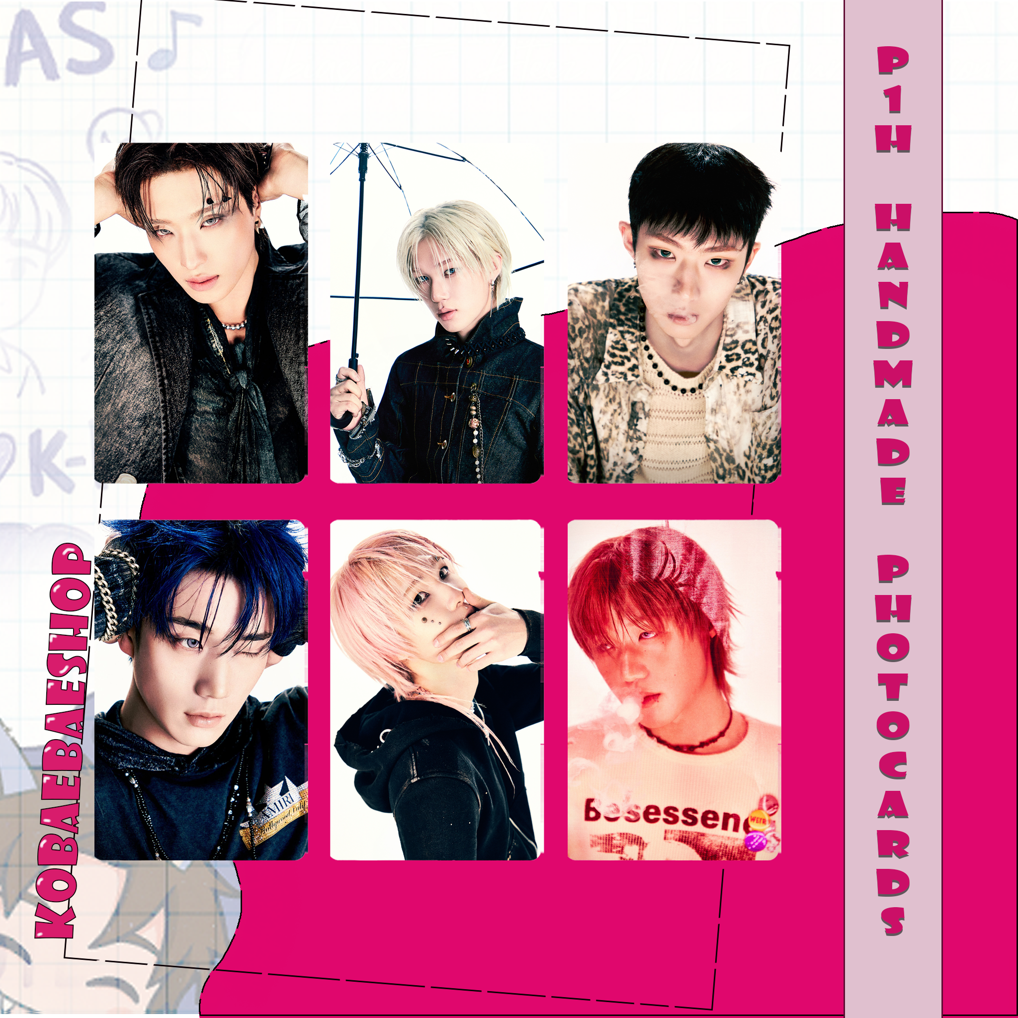 P1h - Duh Handmade photocards kpop inspired - Double side set