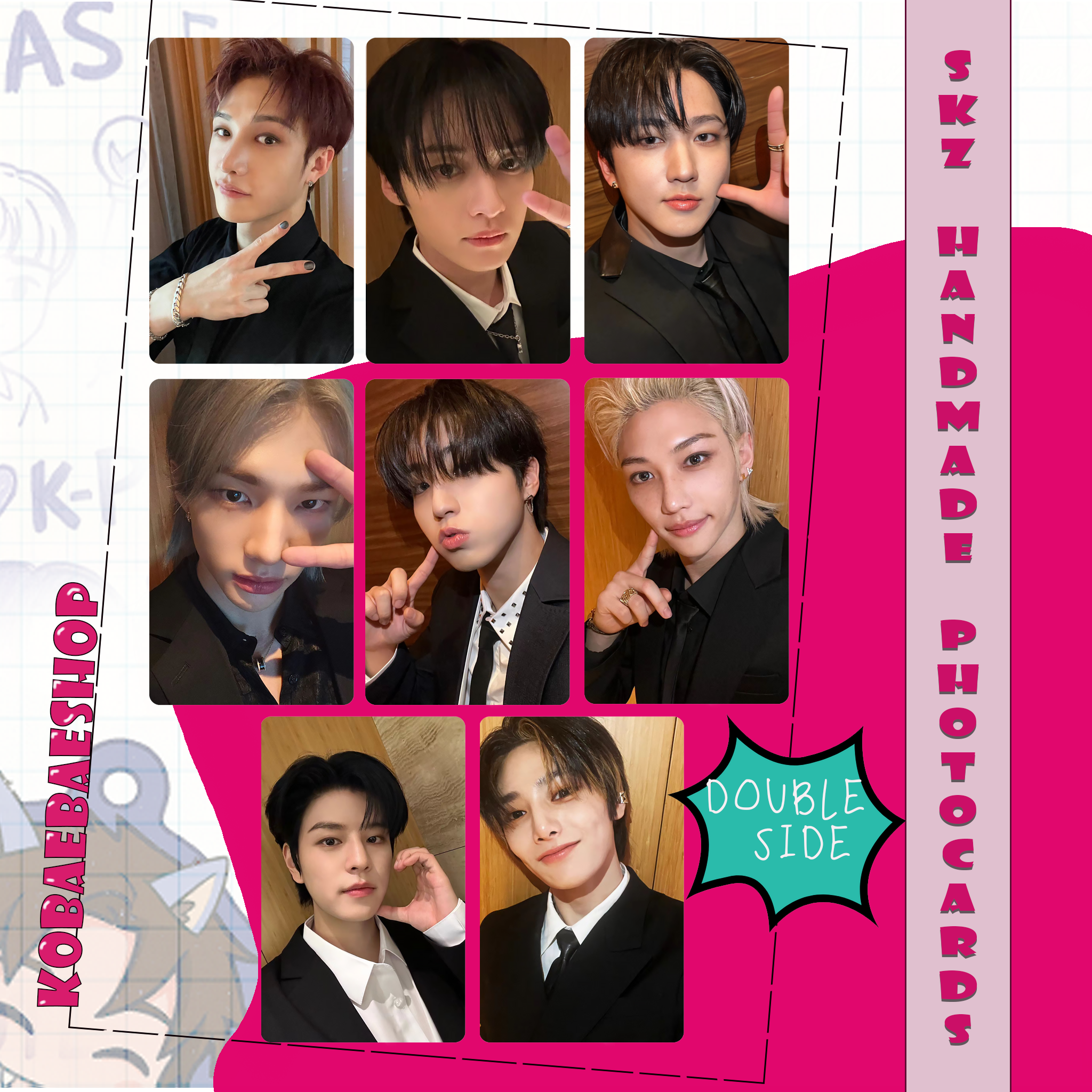Skz - Be my Valentine Handmade photocards kpop inspired - Double side set