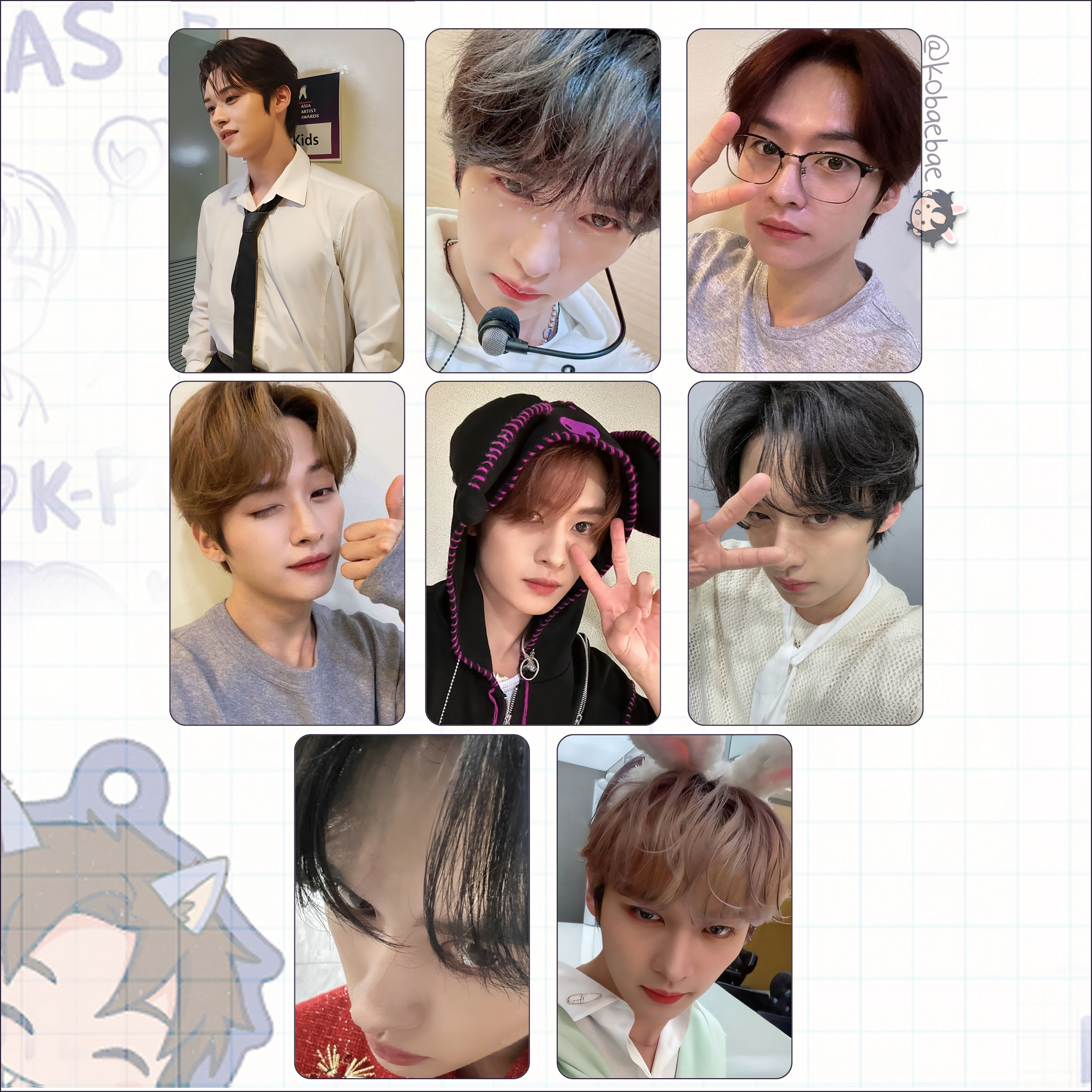 Stray Kids (Skz) - Lino Handmade photocards kpop inspired - Bias set 7