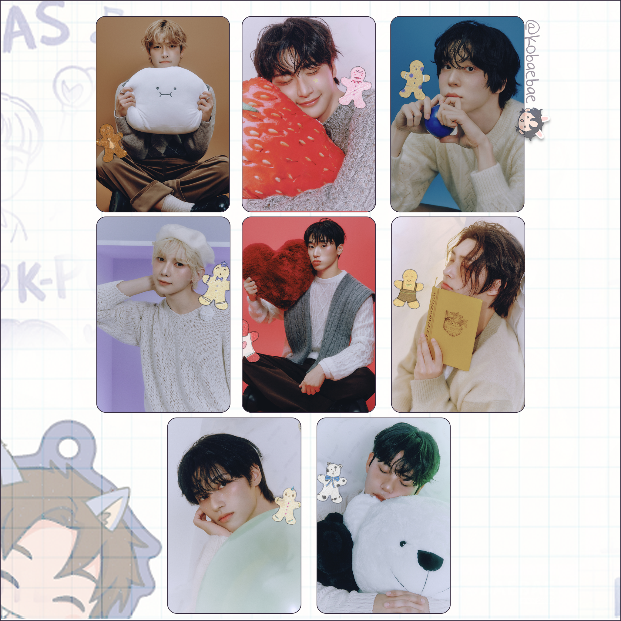 Ateez (Atz) - Party Shop -  Handmade photocards kpop inspired - Bias set