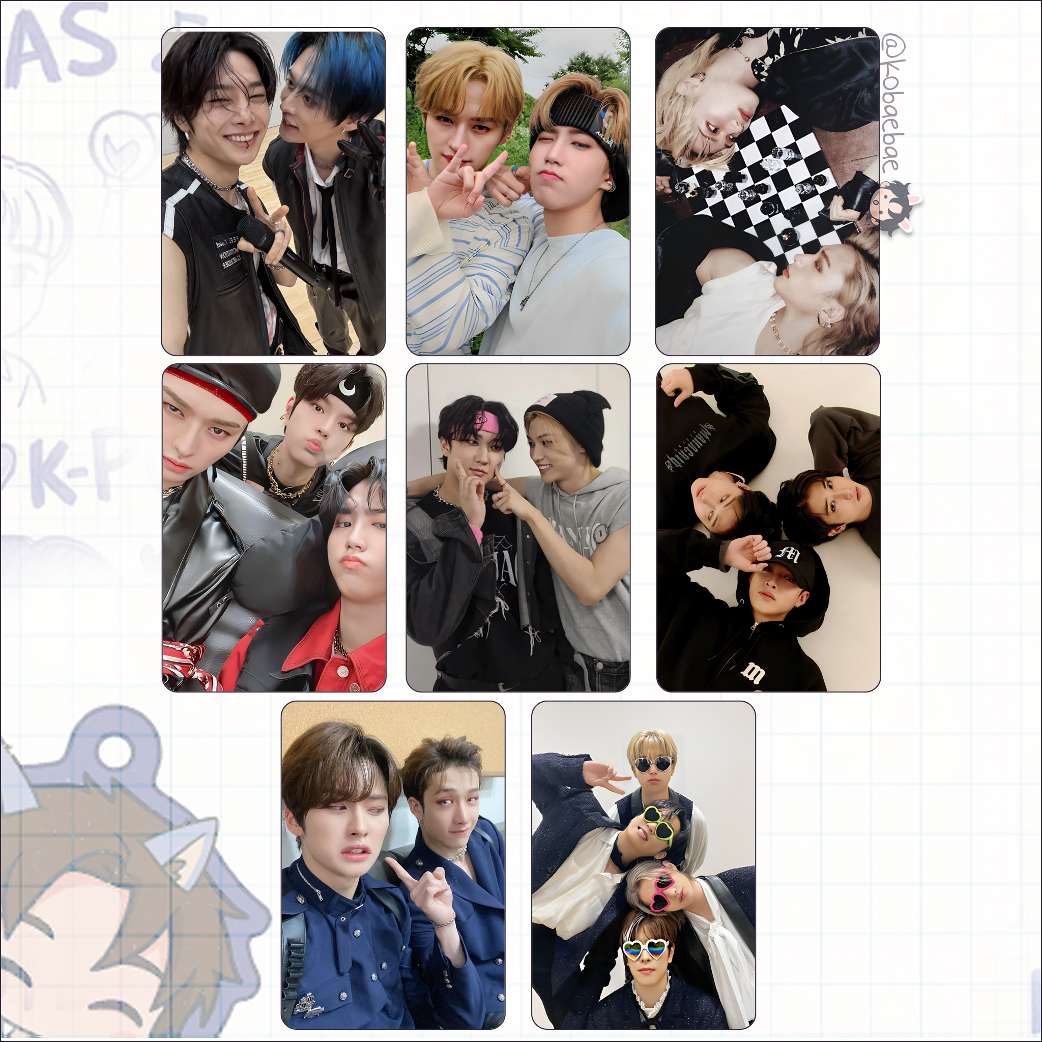 Stray Kids (Skz) - Ot8 Unit Handmade photocards kpop inspired - Bias set 1