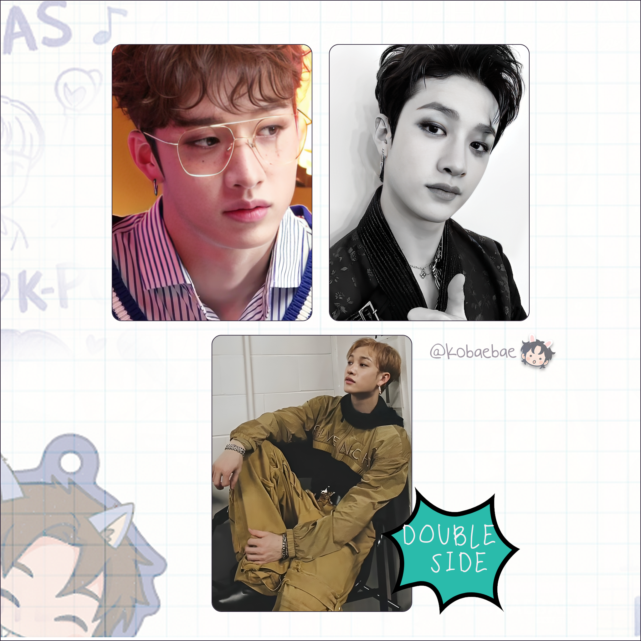 Stray Kids (Skz) -Chan Handmade photocards kpop inspired - Double side pack