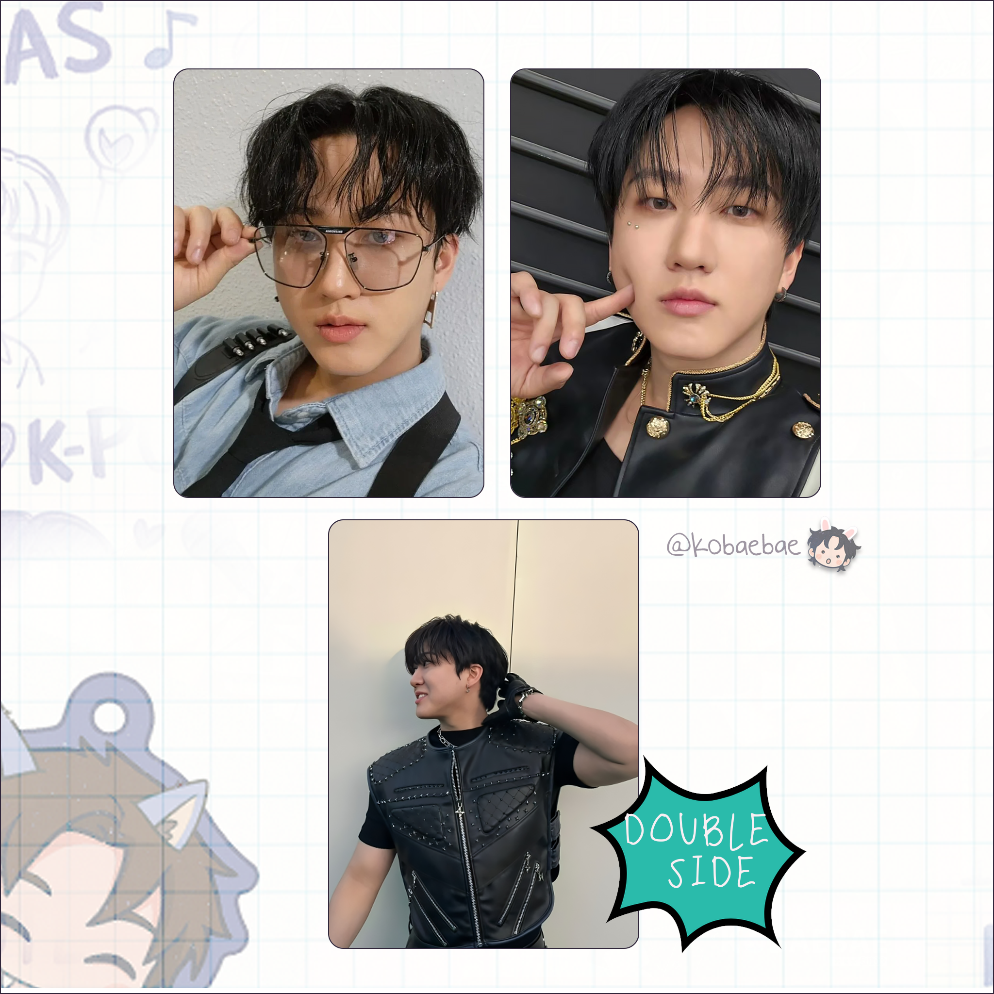 Stray Kids (Skz) - Bin Handmade photocards kpop inspired - Double side pack