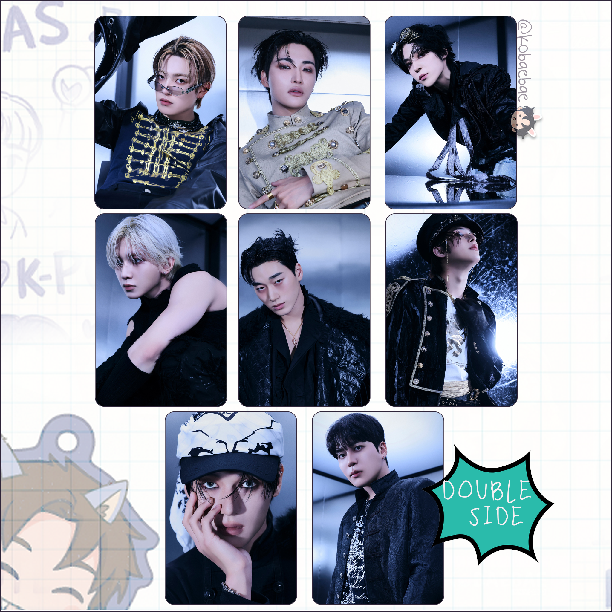 Ateez (Atz) - Golden H. 4 -  Handmade photocards kpop inspired - Double side set 3