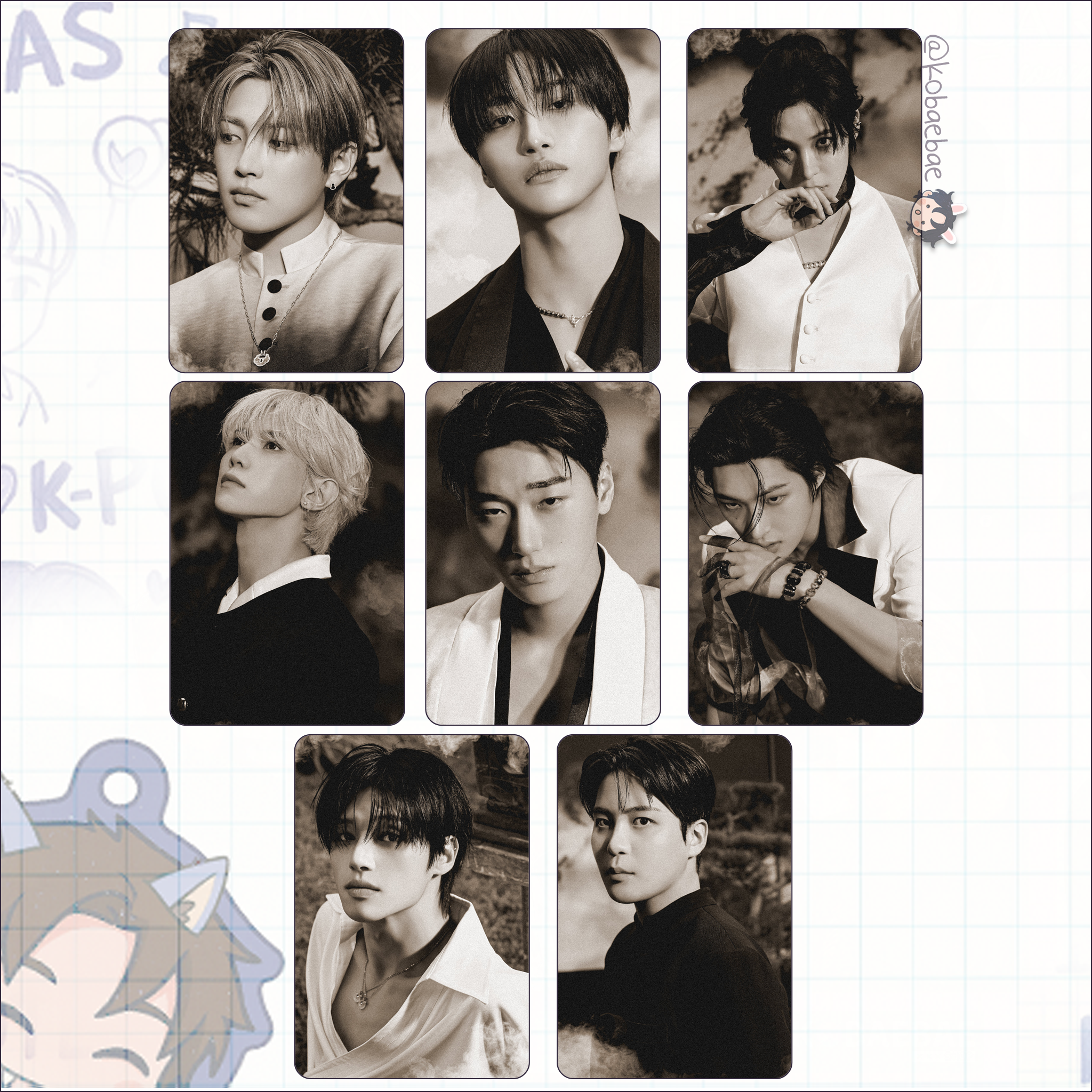 Ateez (Atz) - Golden H. 4 -  Handmade photocards kpop inspired - Bias set 1