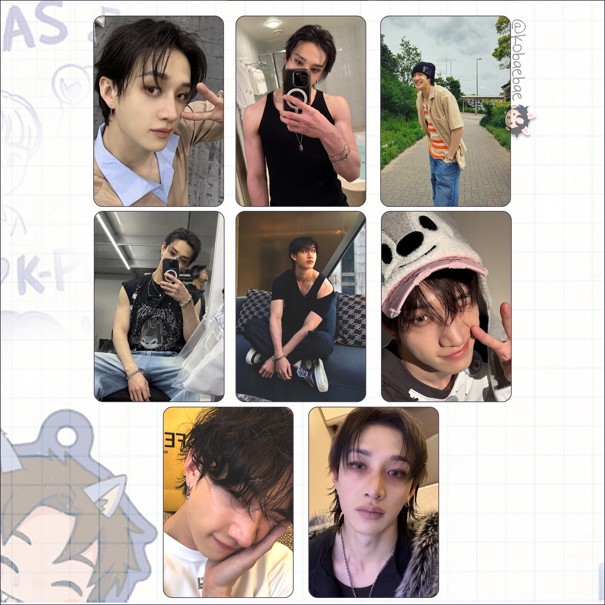 Skz (Stray Kids) - Bang Chan handmade photocards kpop inspired - Set 9