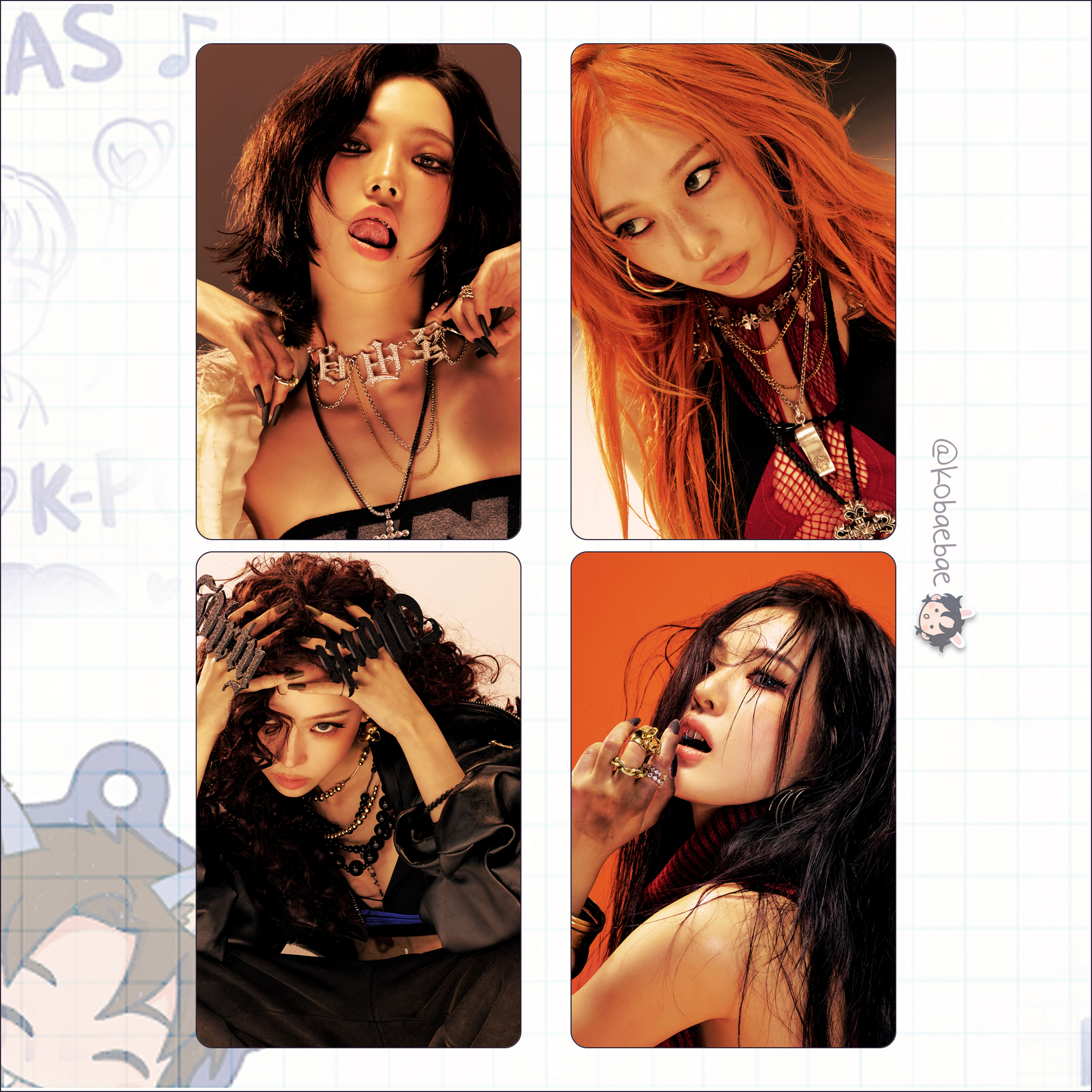 Aespa - Dirty Work Dirty Worker handmade photocards kpop inspired - double side set